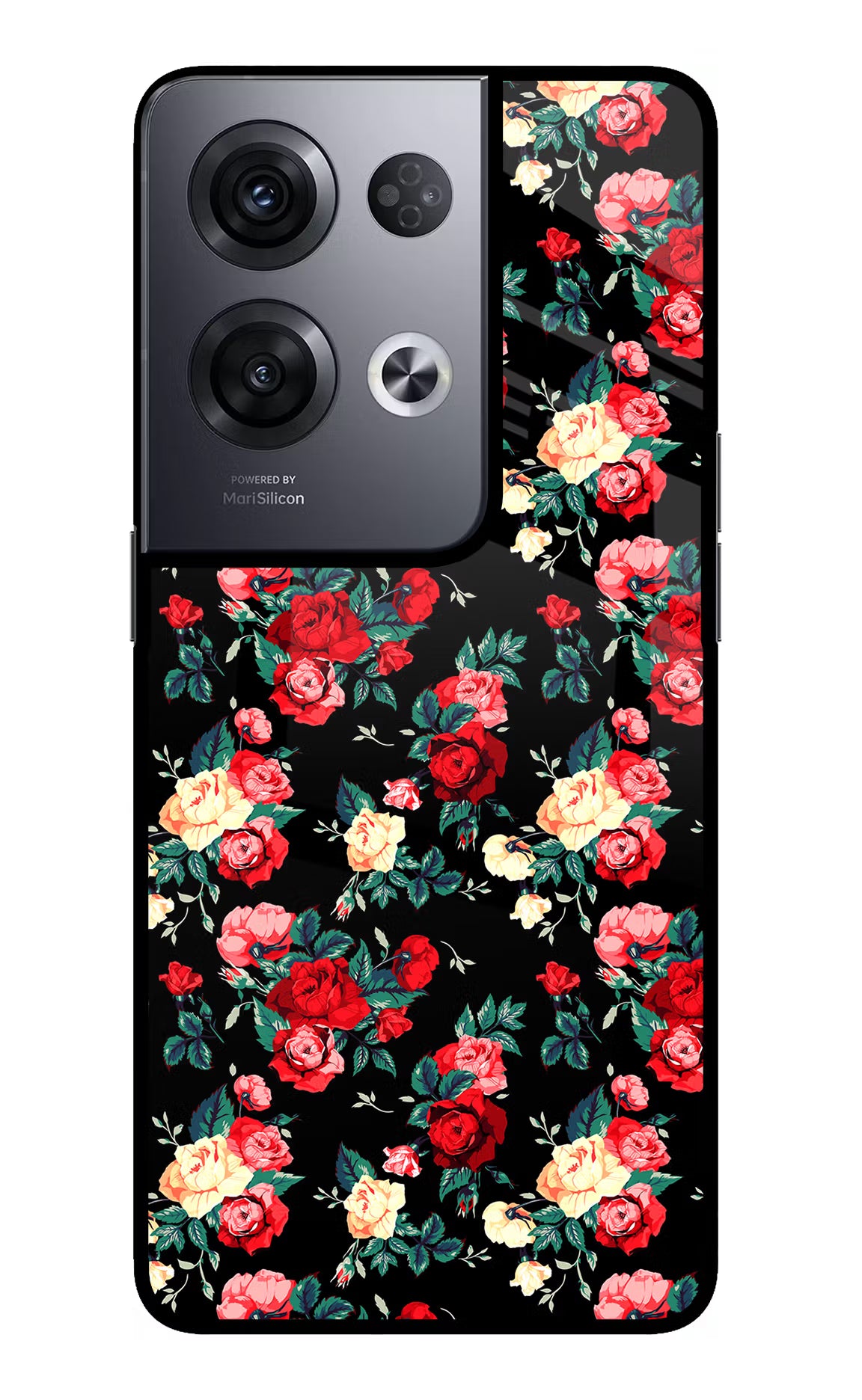 Rose Pattern Oppo Reno8 Pro Glass Case - Rose Pattern Oppo Reno8 Pro Glass Case Rose Pattern Oppo Reno8 Pro Glass Case