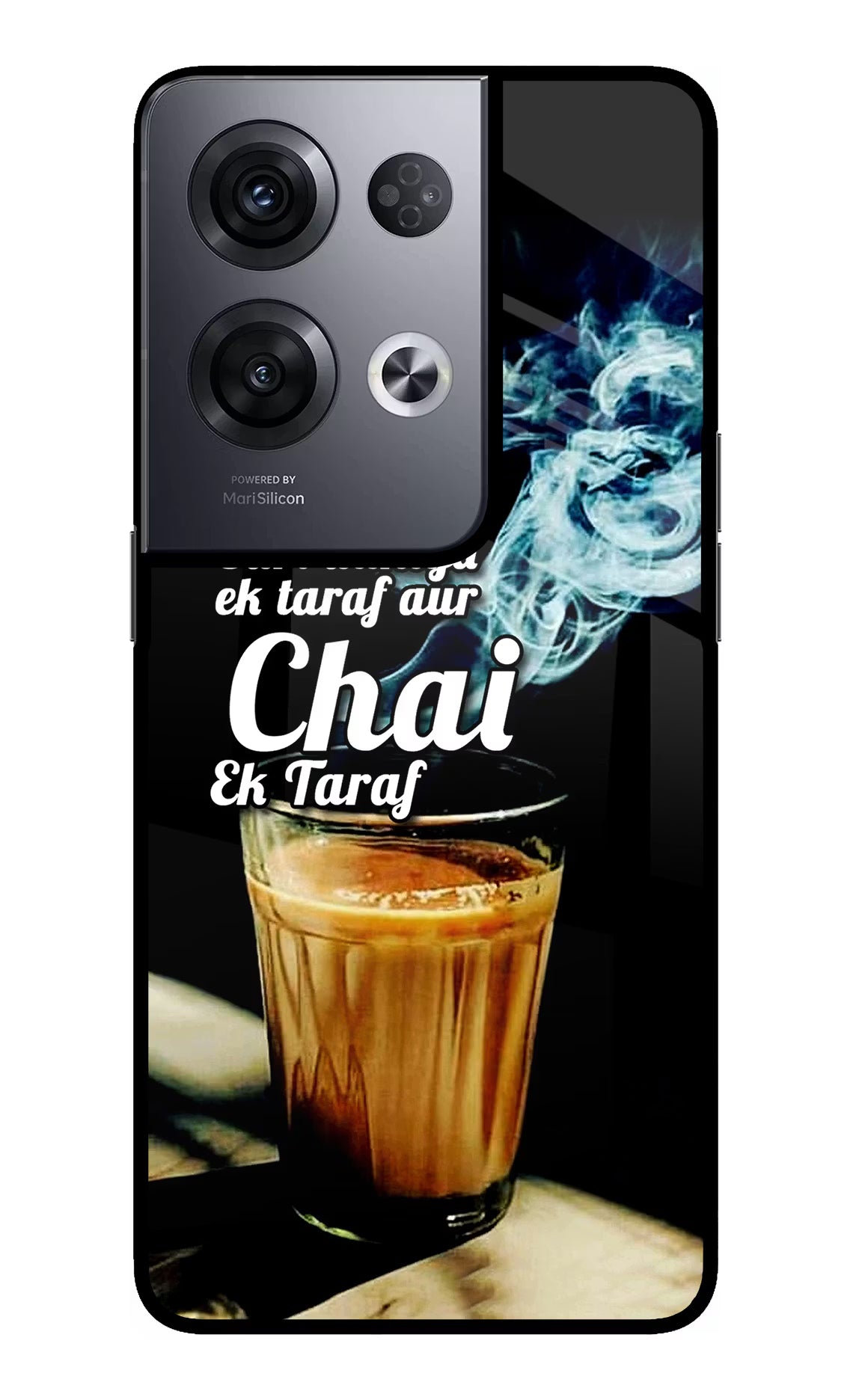 Chai Ek Taraf Quote Oppo Reno8 Pro Back Cover - Chai Ek Taraf Quote Oppo Reno8 Pro Glass Case Back Cover by Casekaro Chai Ek Taraf Quote Oppo Reno8 Pro Glass Case Back Cover by Casekaro