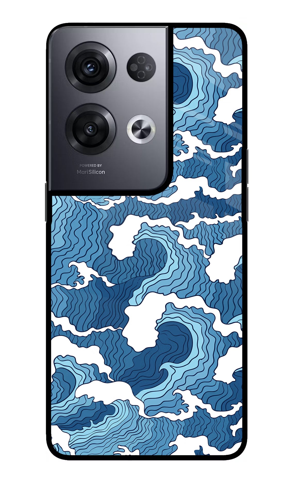 Blue Waves Oppo Reno8 Pro Back Cover - Blue Waves Oppo Reno8 Pro Glass Case Back Cover by Casekaro Blue Waves Oppo Reno8 Pro Glass Case Back Cover by Casekaro