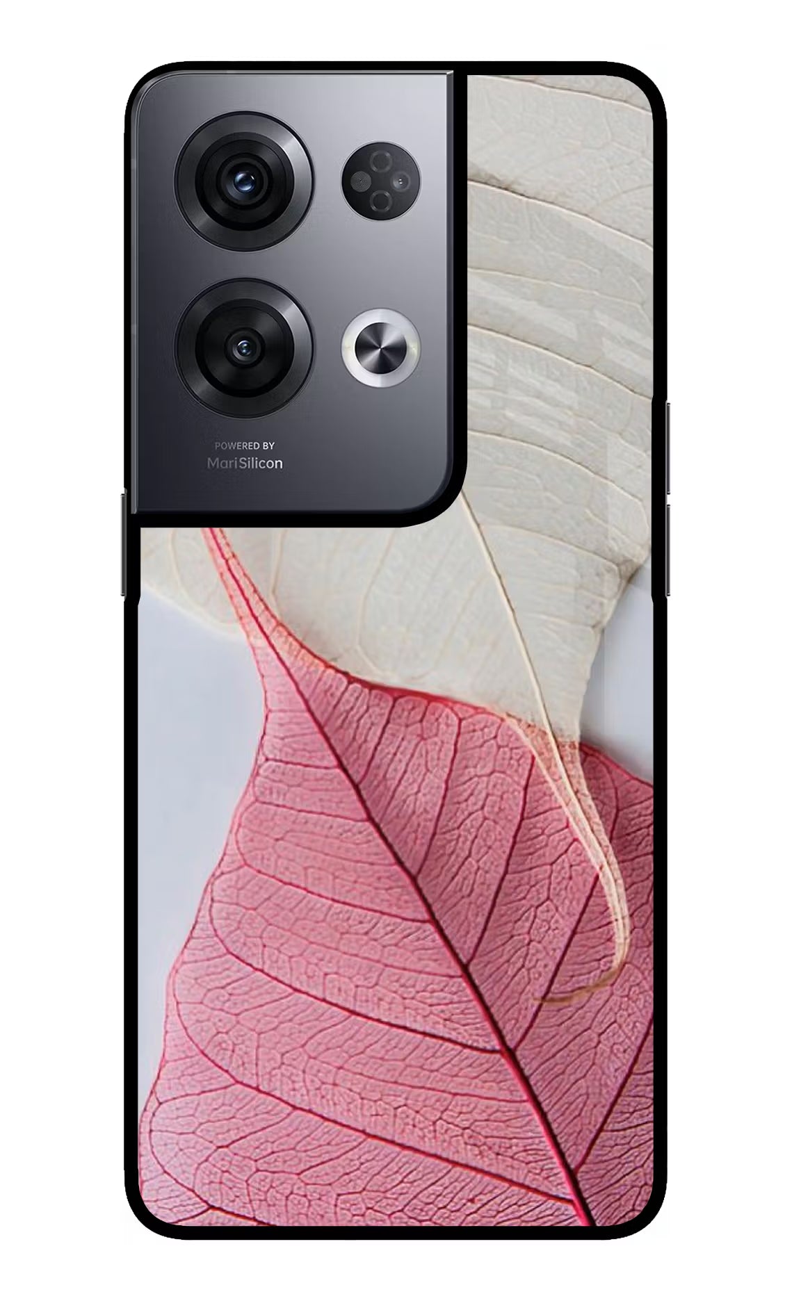 White Pink Leaf Oppo Reno8 Pro Back Cover - White Pink Leaf Oppo Reno8 Pro Glass Case Back Cover by Casekaro White Pink Leaf Oppo Reno8 Pro Glass Case Back Cover by Casekaro