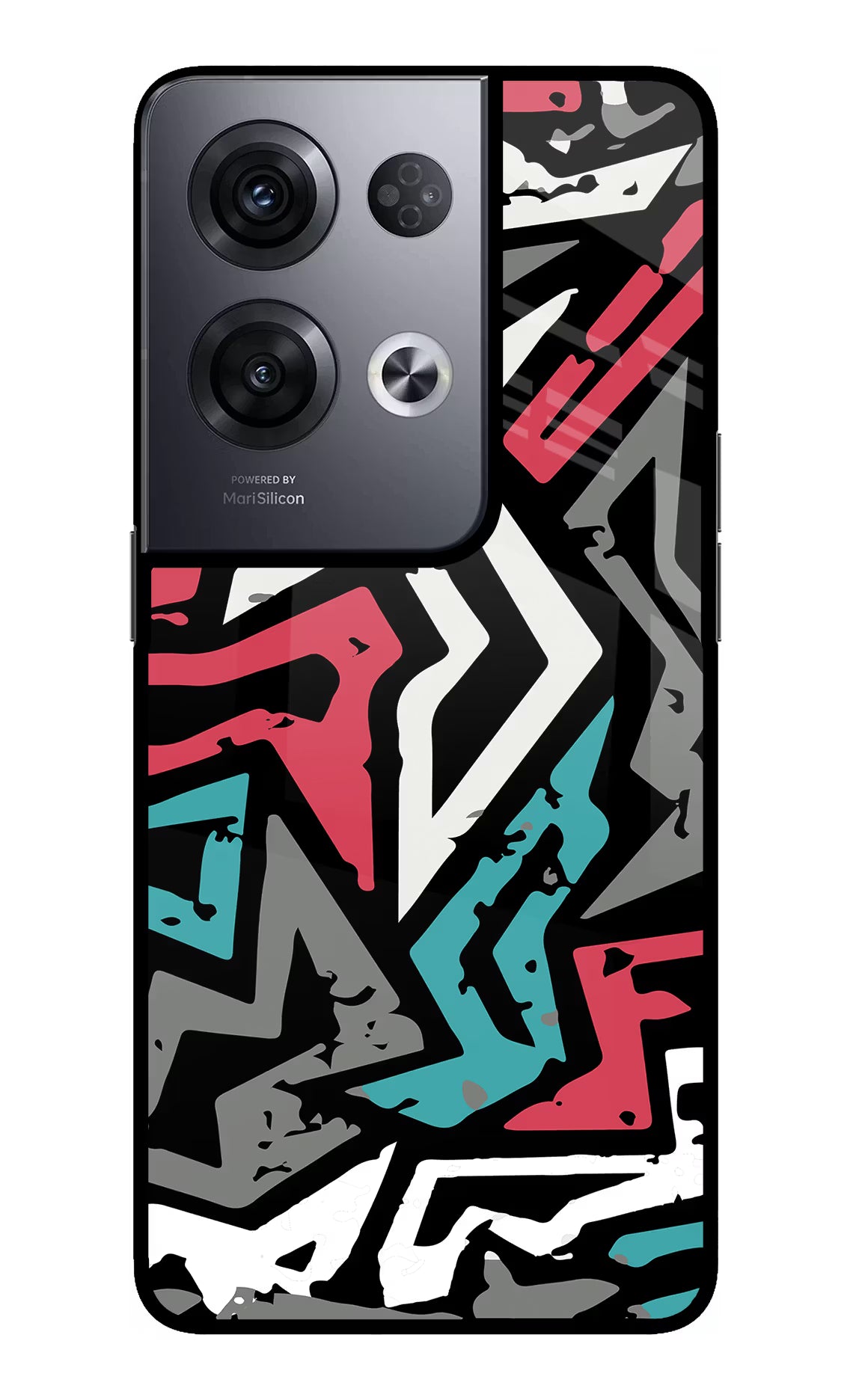 Geometric Graffiti Oppo Reno8 Pro Back Cover - Geometric Graffiti Oppo Reno8 Pro Glass Case Back Cover by Casekaro Geometric Graffiti Oppo Reno8 Pro Glass Case Back Cover by Casekaro