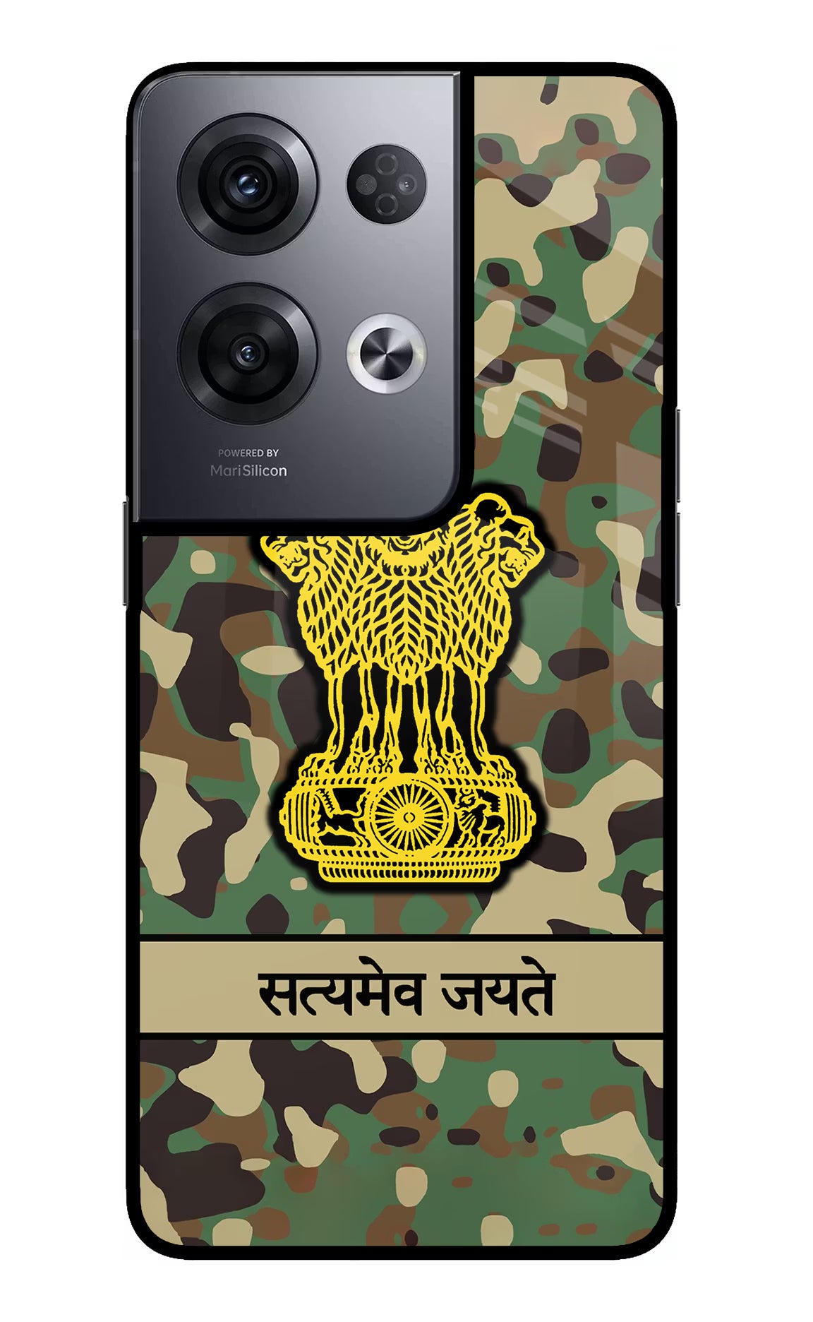 Satyamev Jayate Army Oppo Reno8 Pro Back Cover - Satyamev Jayate Army Oppo Reno8 Pro Glass Case Back Cover by Casekaro Satyamev Jayate Army Oppo Reno8 Pro Glass Case Back Cover by Casekaro