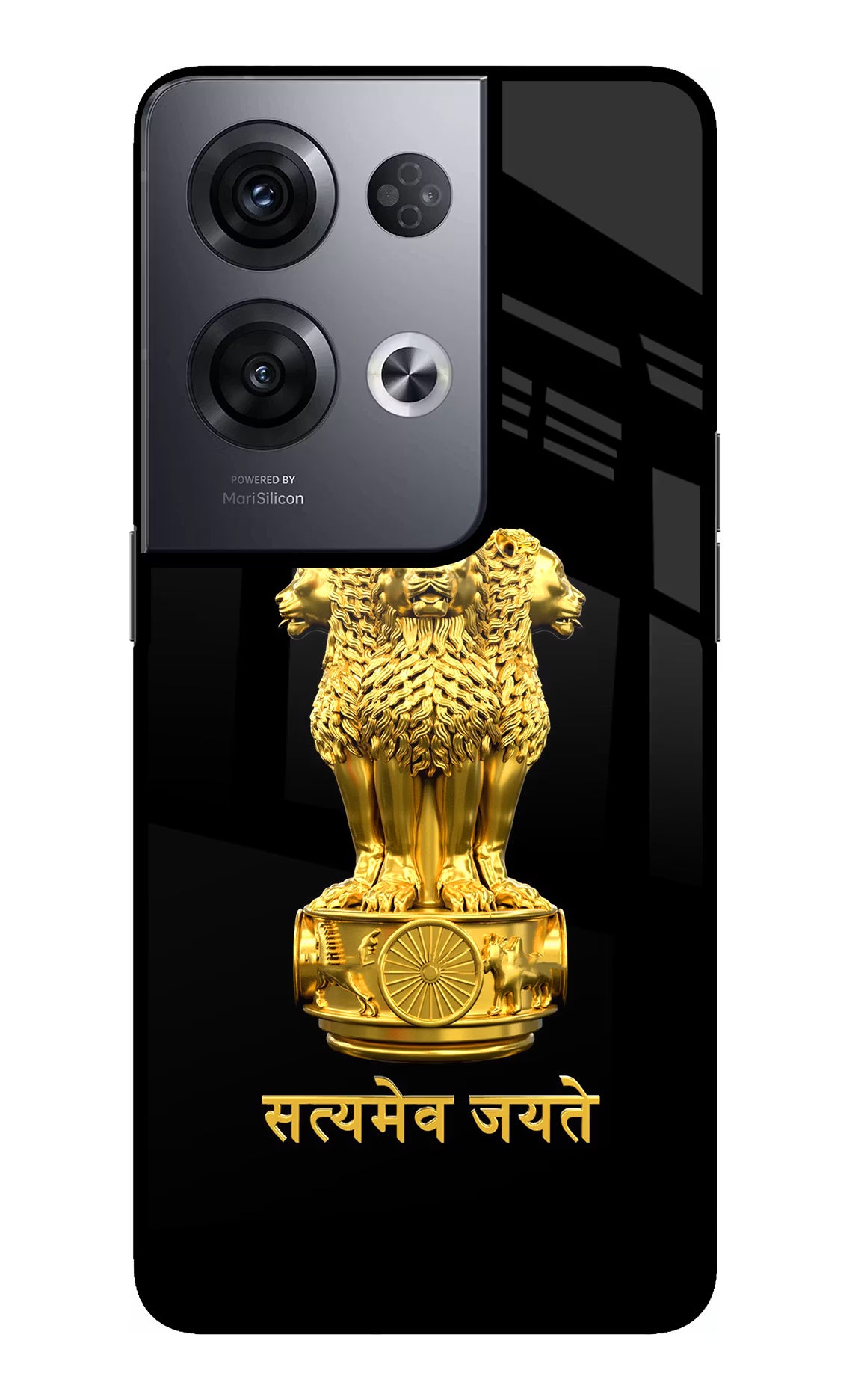 Satyamev Jayate Golden Oppo Reno8 Pro Back Cover - Satyamev Jayate Golden Oppo Reno8 Pro Glass Case Back Cover by Casekaro Satyamev Jayate Golden Oppo Reno8 Pro Glass Case Back Cover by Casekaro