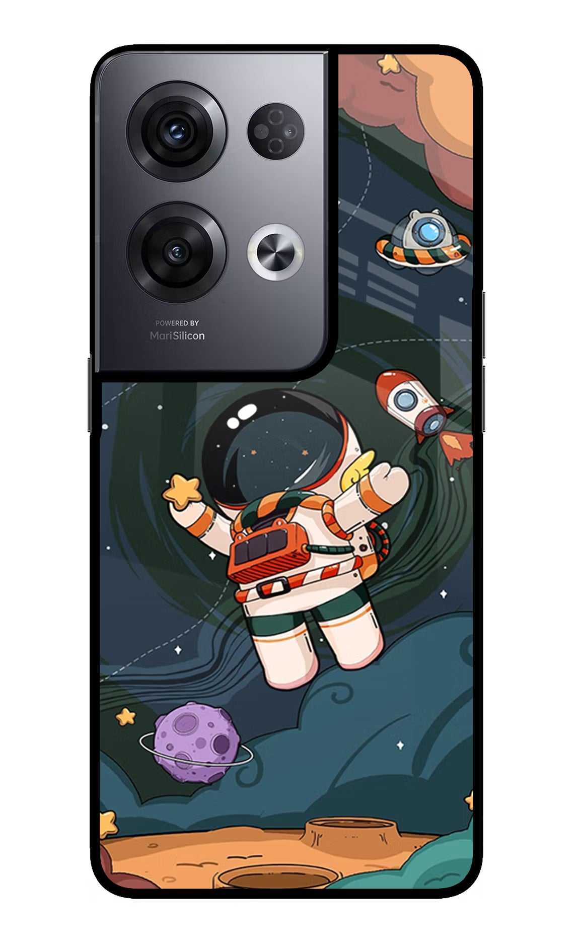 Cartoon Astronaut Oppo Reno8 Pro Back Cover - Cartoon Astronaut Oppo Reno8 Pro Glass Case Back Cover by Casekaro Cartoon Astronaut Oppo Reno8 Pro Glass Case Back Cover by Casekaro