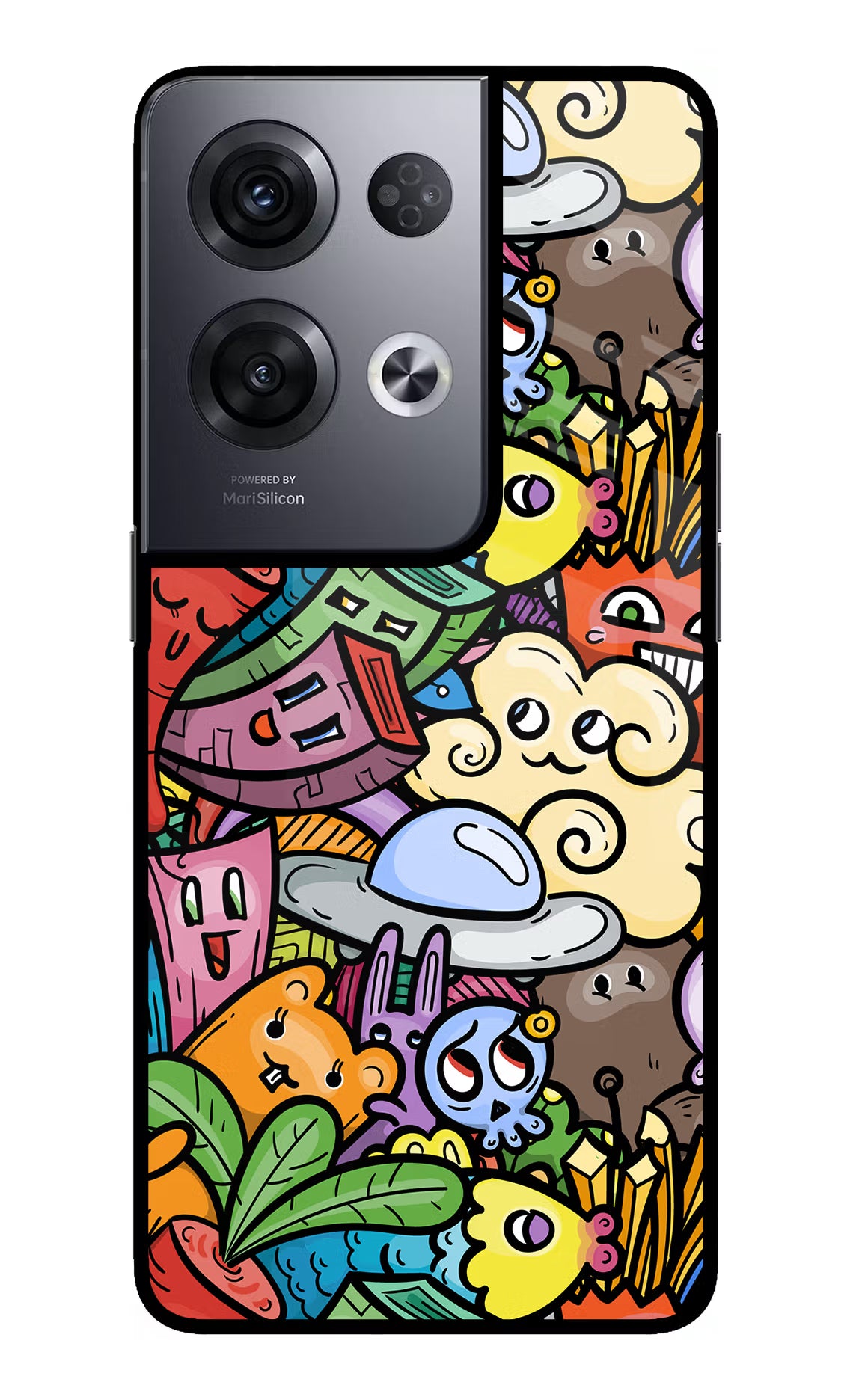 Veggie Doodle Oppo Reno8 Pro Back Cover - Veggie Doodle Oppo Reno8 Pro Glass Case Back Cover by Casekaro Veggie Doodle Oppo Reno8 Pro Glass Case Back Cover by Casekaro