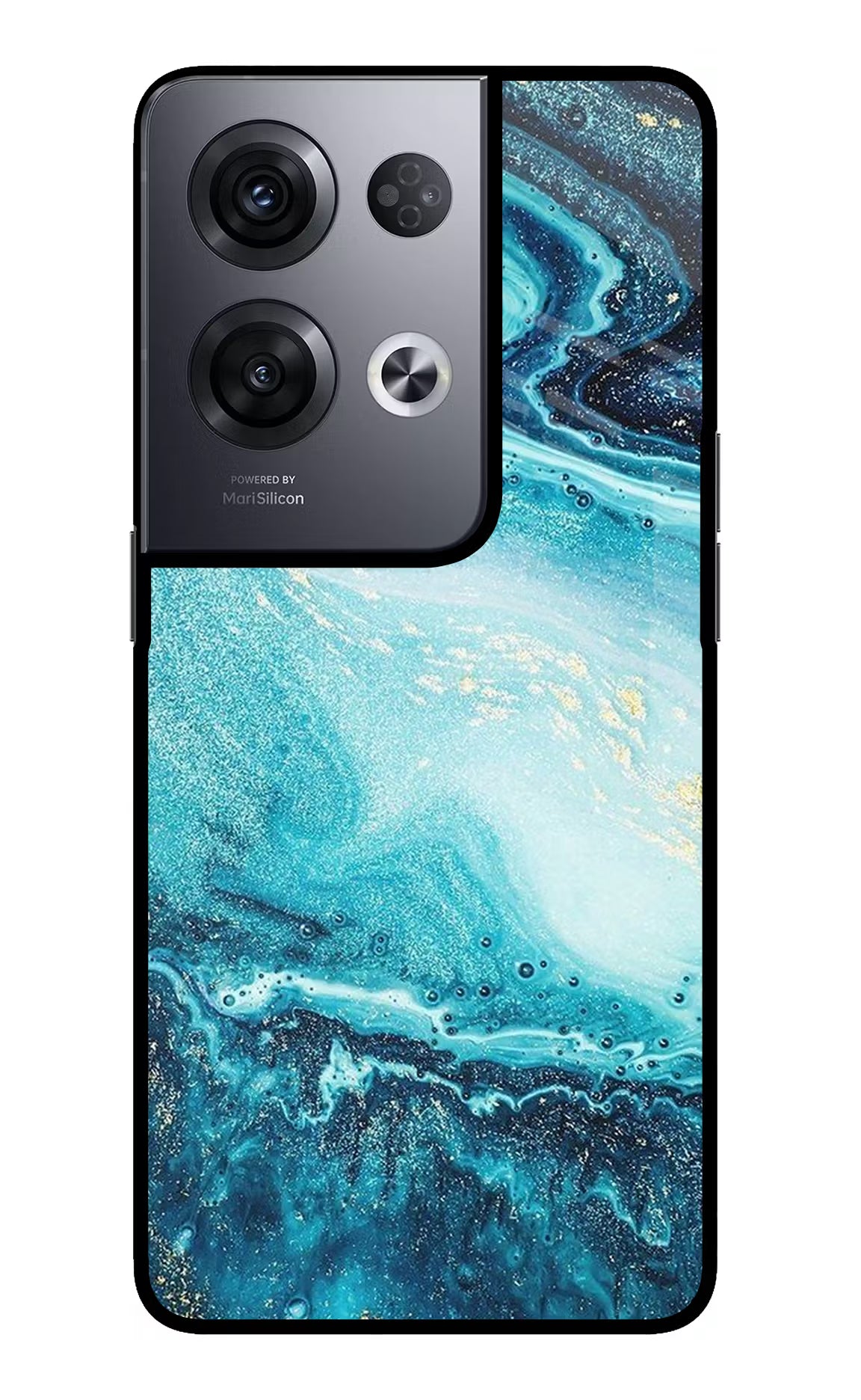 Blue Glitter Marble Oppo Reno8 Pro Back Cover - Blue Glitter Marble Oppo Reno8 Pro Glass Case Back Cover by Casekaro Blue Glitter Marble Oppo Reno8 Pro Glass Case Back Cover by Casekaro