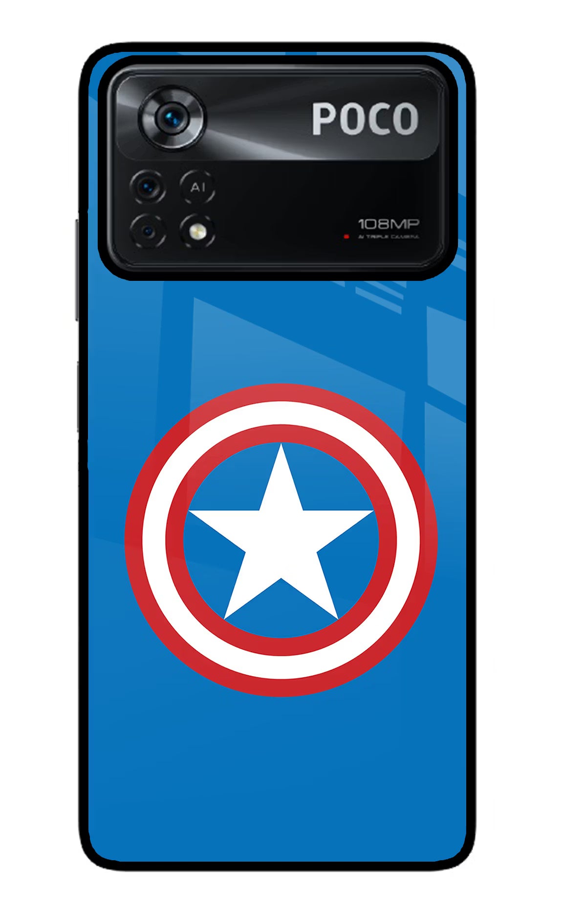Captain America Logo Poco X4 Pro Glass Case - Captain America Logo Poco X4 Pro Glass Case Captain America Logo Poco X4 Pro Glass Case