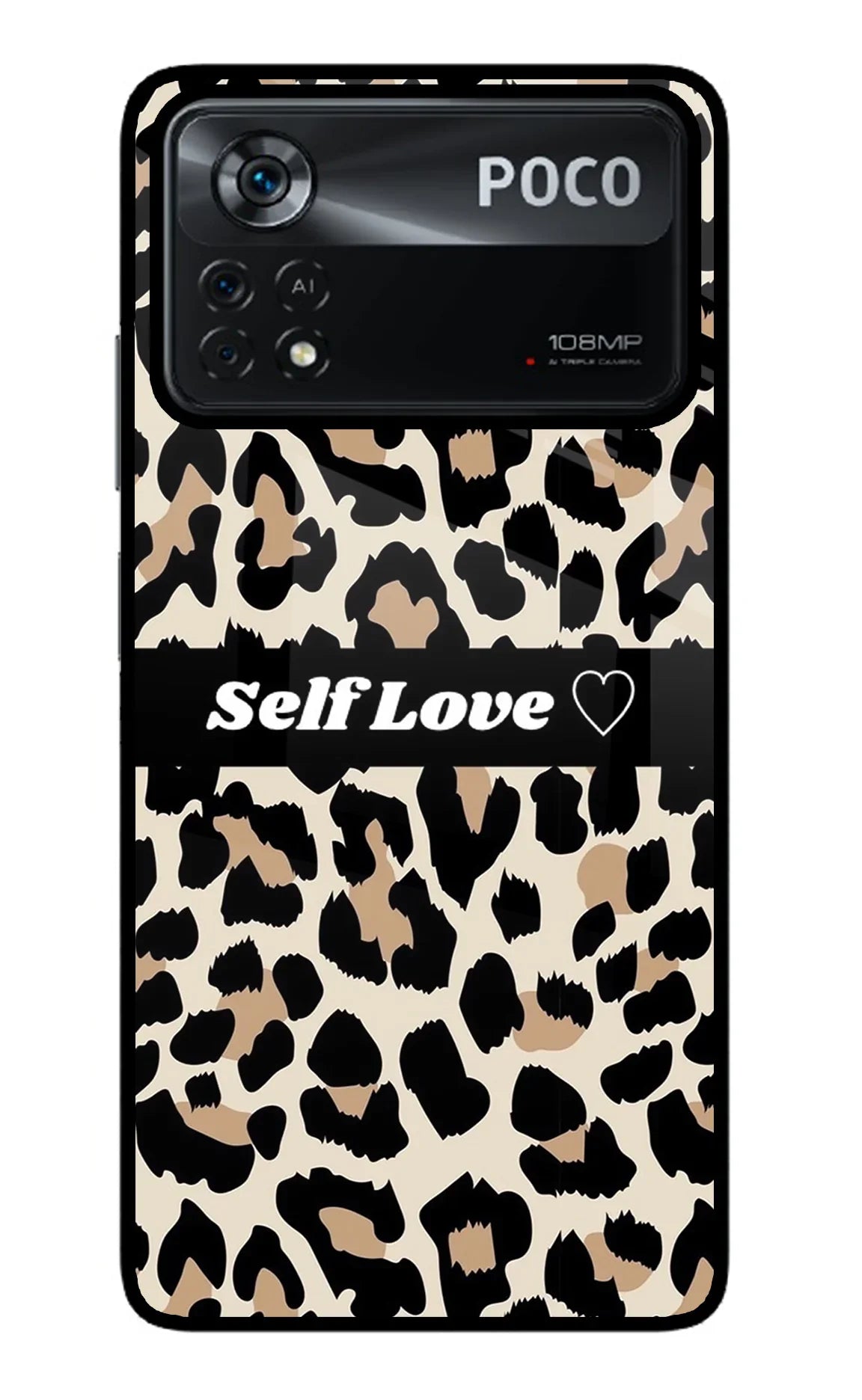 Leopard Print Self Love Poco X4 Pro Glass Case - Leopard Print Self Love Poco X4 Pro Glass Case Leopard Print Self Love Poco X4 Pro Glass Case