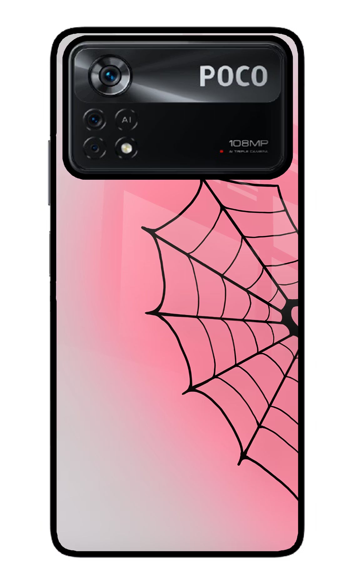 Pink Web Poco X4 Pro Glass Case - Pink Web Poco X4 Pro Glass Case Pink Web Poco X4 Pro Glass Case