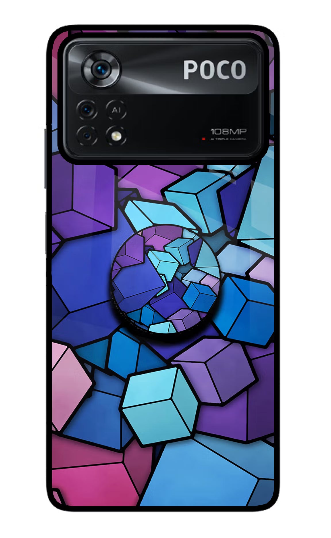 Cubic Abstract Poco X4 Pro Glass Case - Cubic Abstract Poco X4 Pro Glass Case Cubic Abstract Poco X4 Pro Glass Case