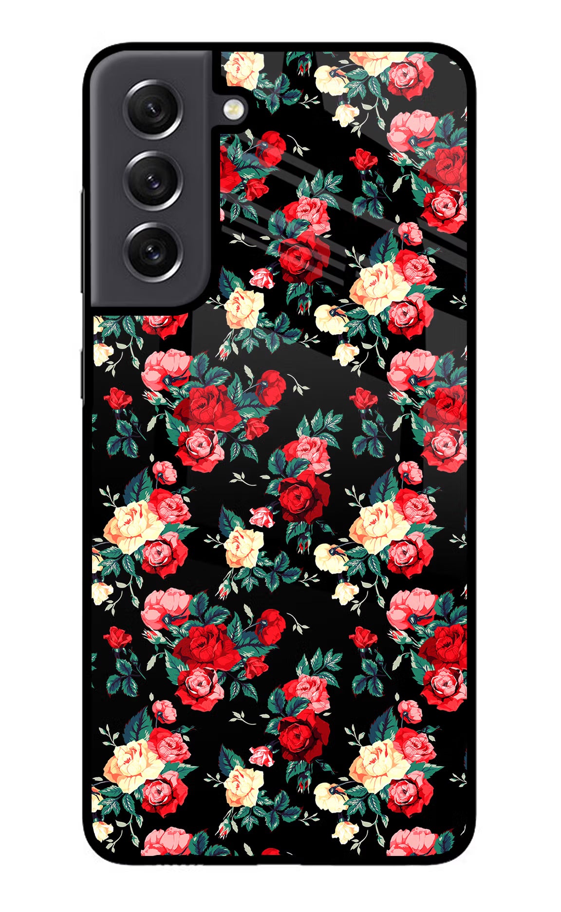 Rose Pattern Samsung S21 FE 5G Glass Case - Rose Pattern Samsung S21 FE 5G Glass Case Rose Pattern Samsung S21 FE 5G Glass Case