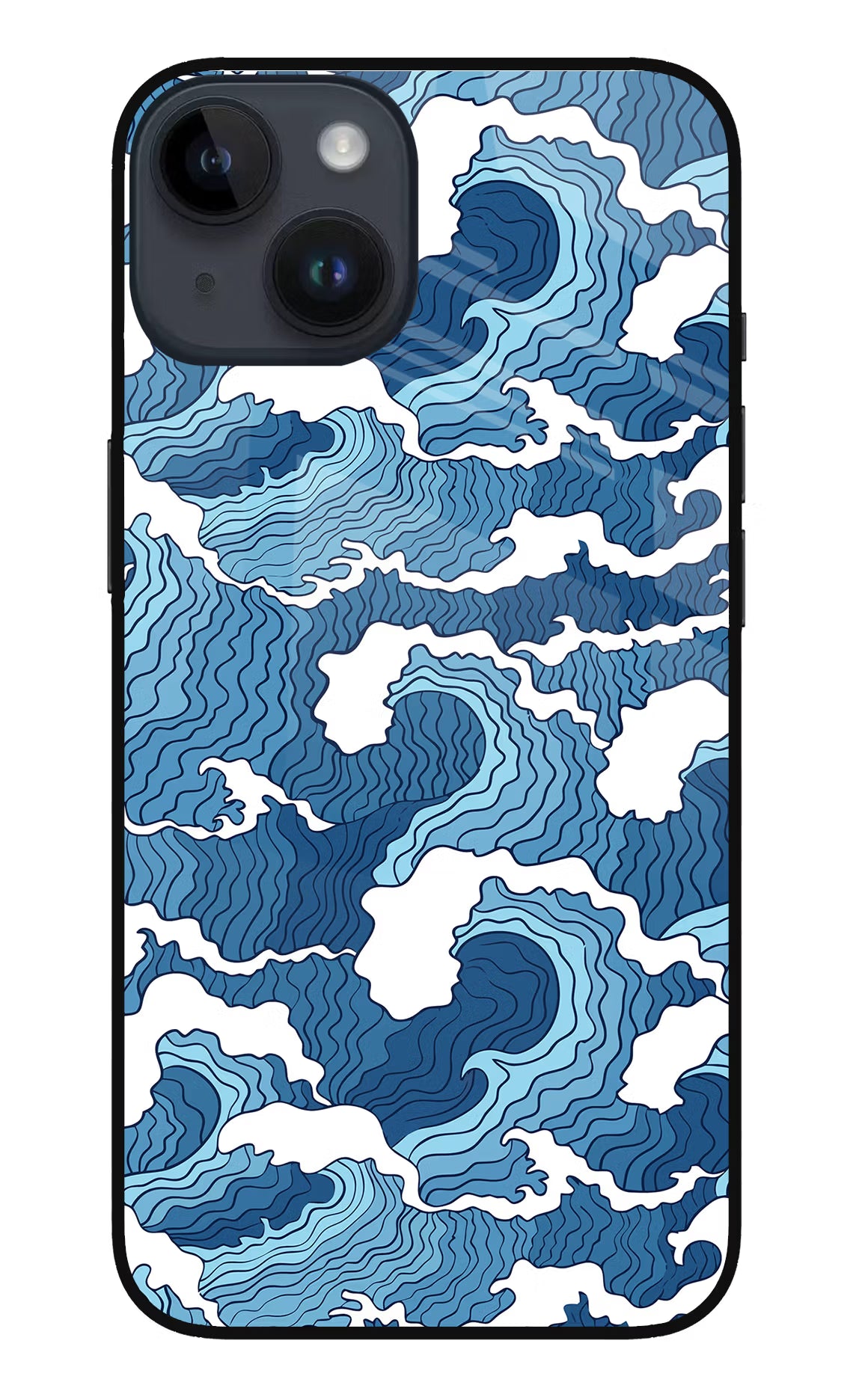 Blue Waves iPhone 14 Glass Case - Blue Waves iPhone 14 Glass Case Blue Waves iPhone 14 Glass Case