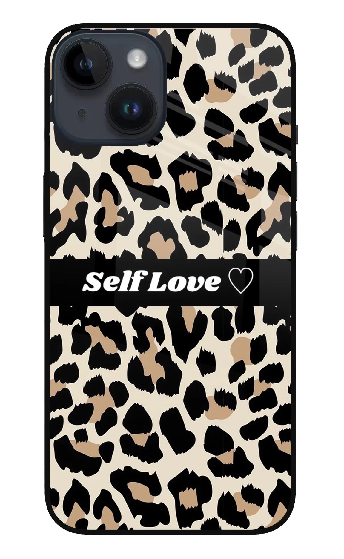 Leopard Print Self Love iPhone 14 Glass Case - Leopard Print Self Love iPhone 14 Glass Case Leopard Print Self Love iPhone 14 Glass Case