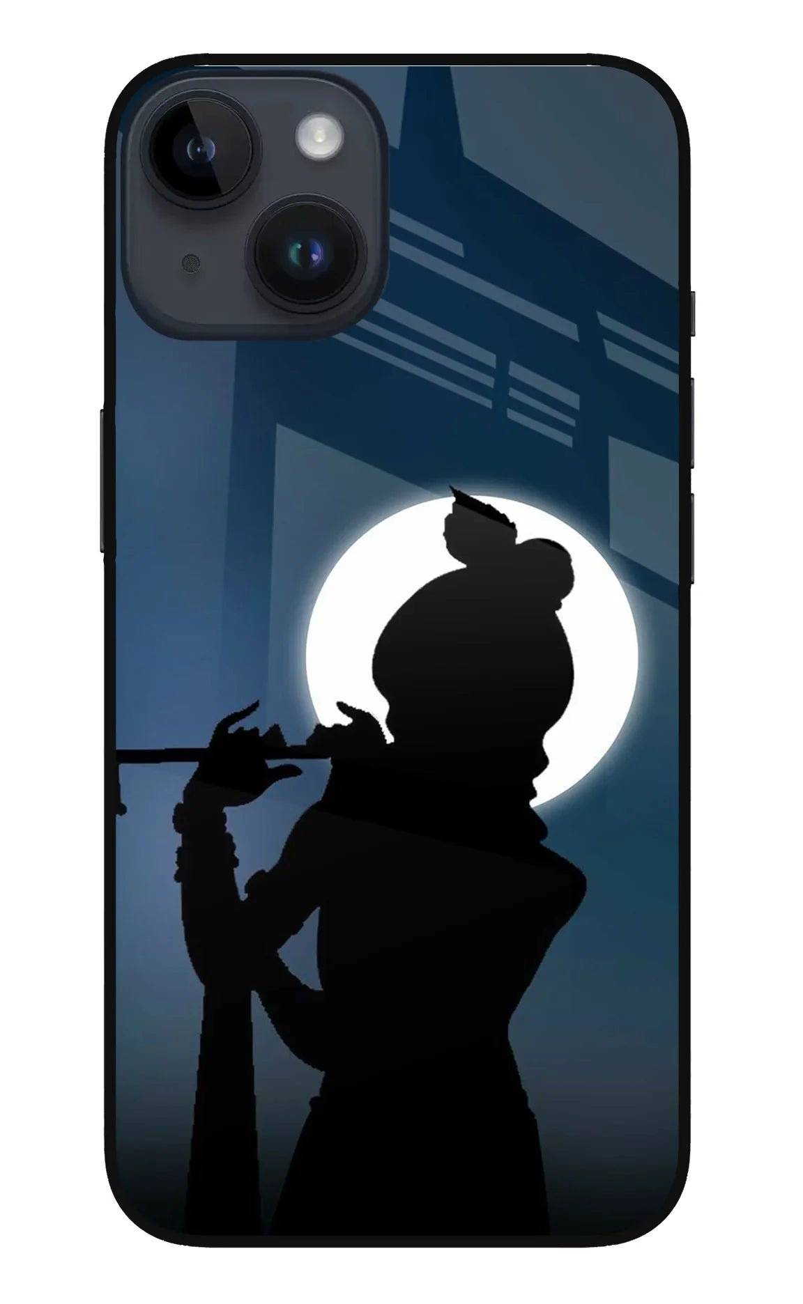 Shri Krishna Silhouette iPhone 14 Glass Case - Shri Krishna Silhouette iPhone 14 Glass Case Shri Krishna Silhouette iPhone 14 Glass Case