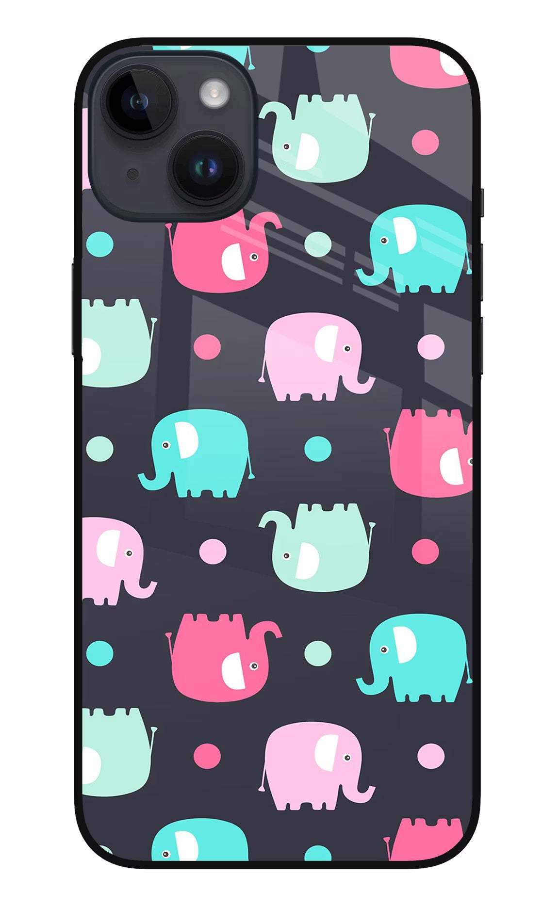 Elephants iPhone 14 Plus Glass Case - Elephants iPhone 14 Plus Glass Case Elephants iPhone 14 Plus Glass Case