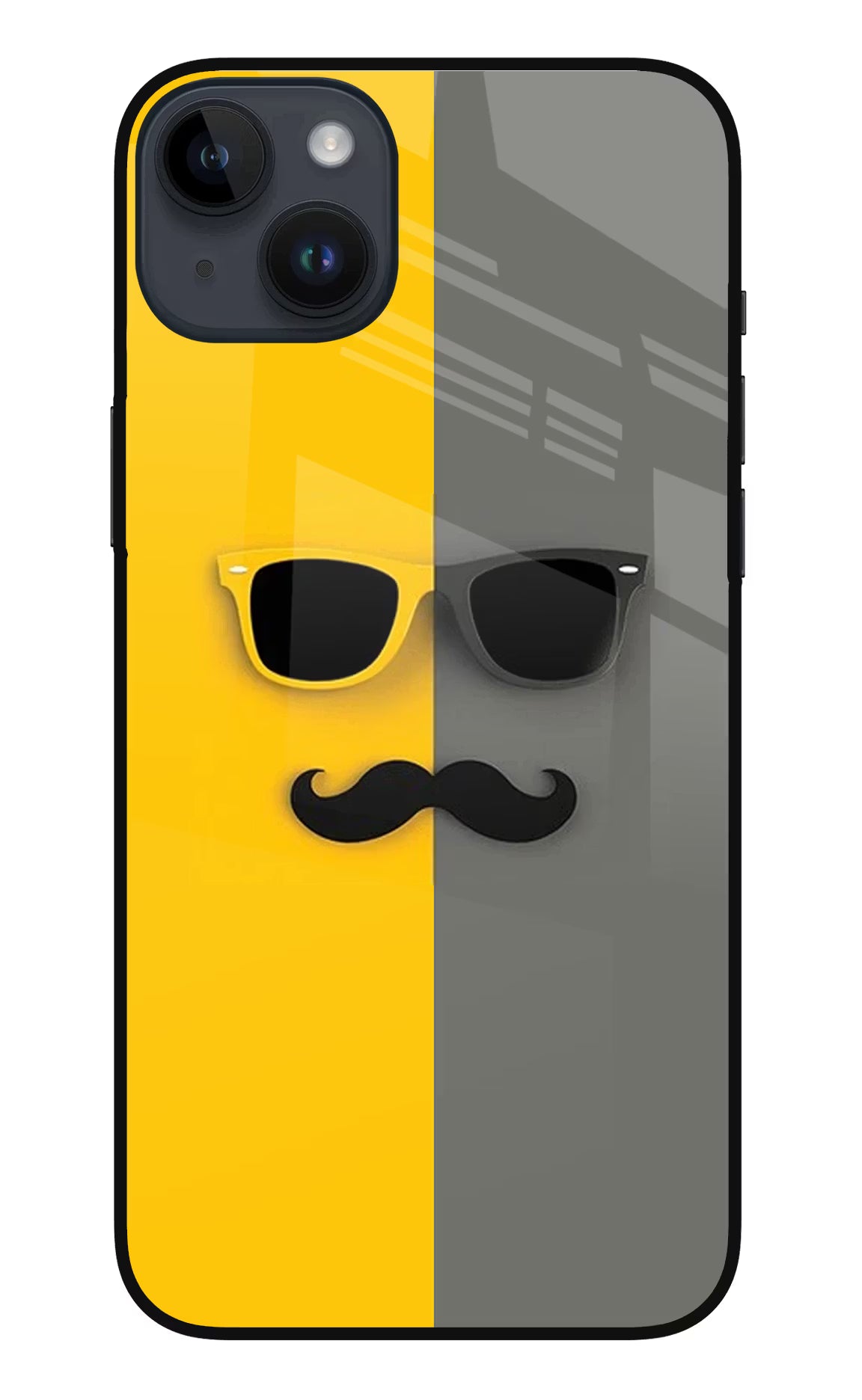 Sunglasses with Mustache iPhone 14 Plus Glass Case - Sunglasses with Mustache iPhone 14 Plus Glass Case Sunglasses with Mustache iPhone 14 Plus Glass Case
