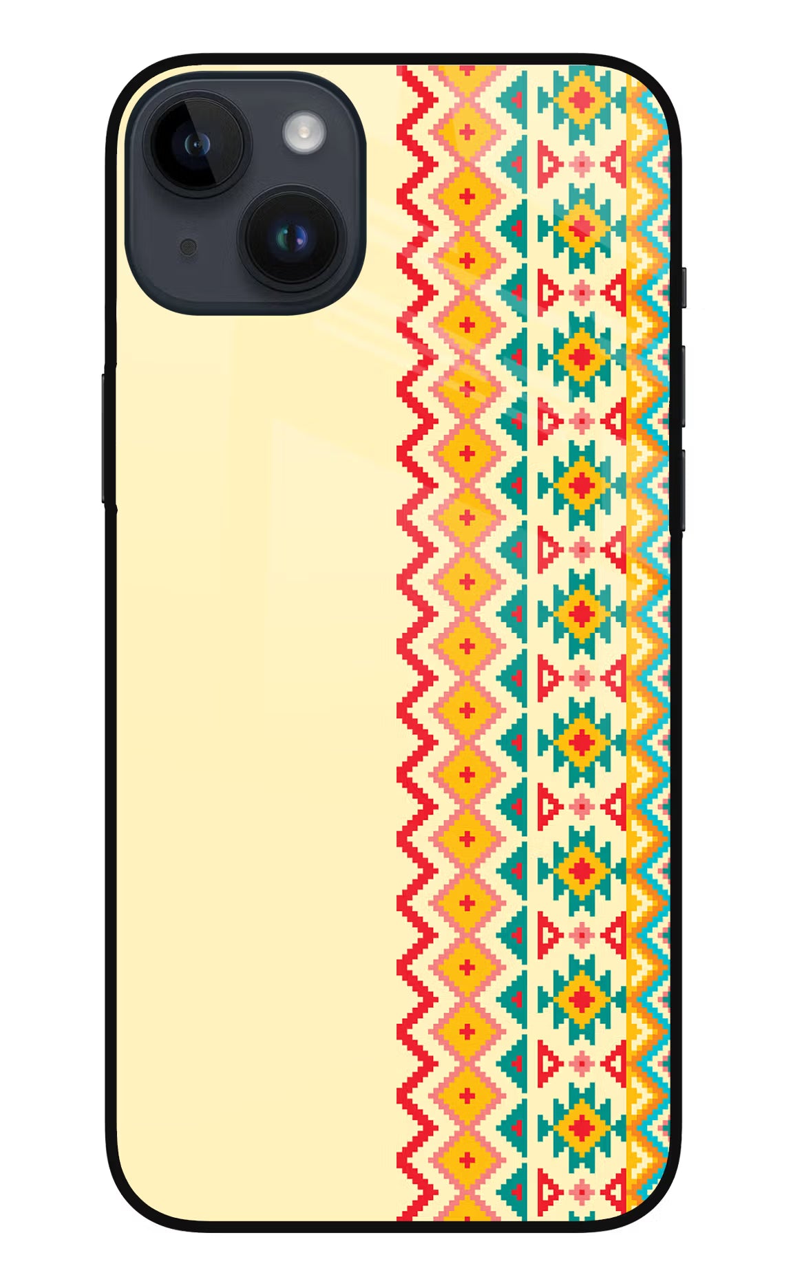 Ethnic Seamless iPhone 14 Plus Glass Case - Ethnic Seamless iPhone 14 Plus Glass Case Ethnic Seamless iPhone 14 Plus Glass Case