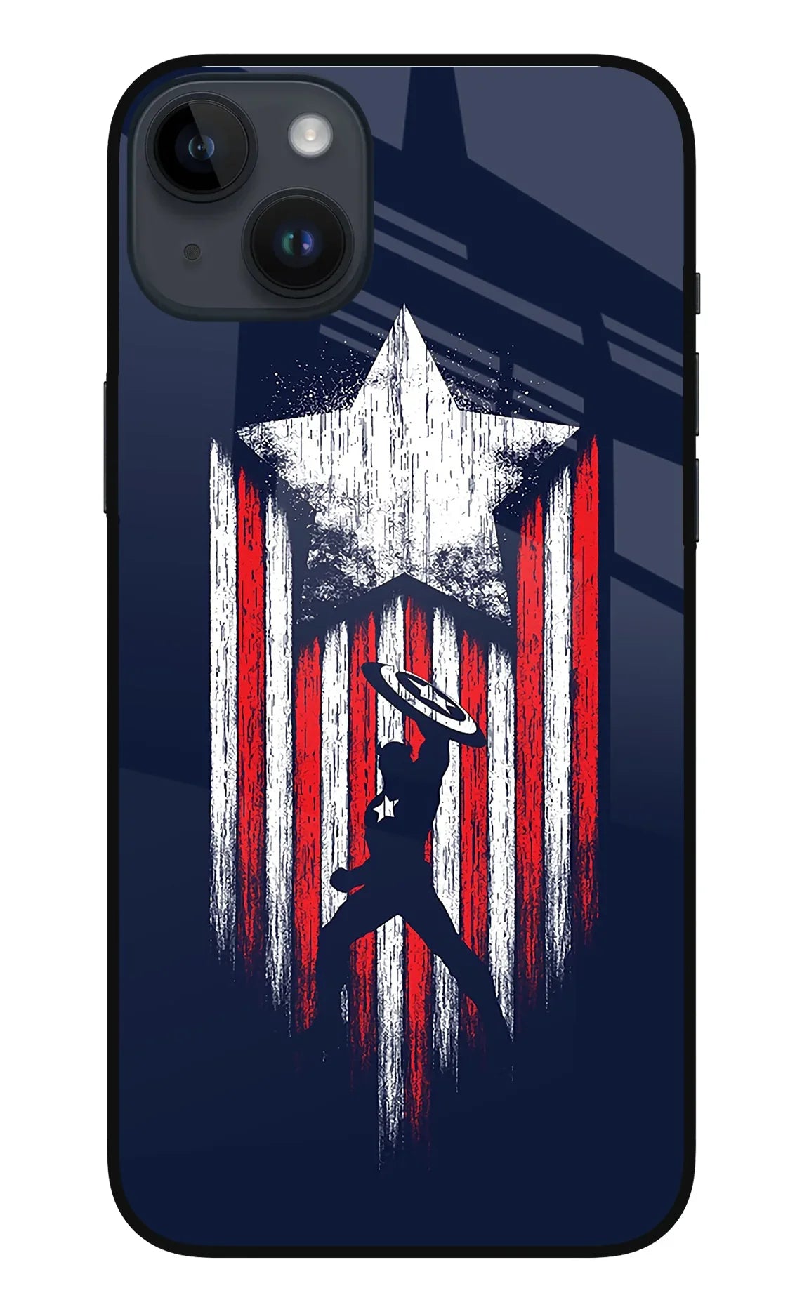 Captain America Marvel Art iPhone 14 Plus Glass Case - Captain America Marvel Art iPhone 14 Plus Glass Case Captain America Marvel Art iPhone 14 Plus Glass Case