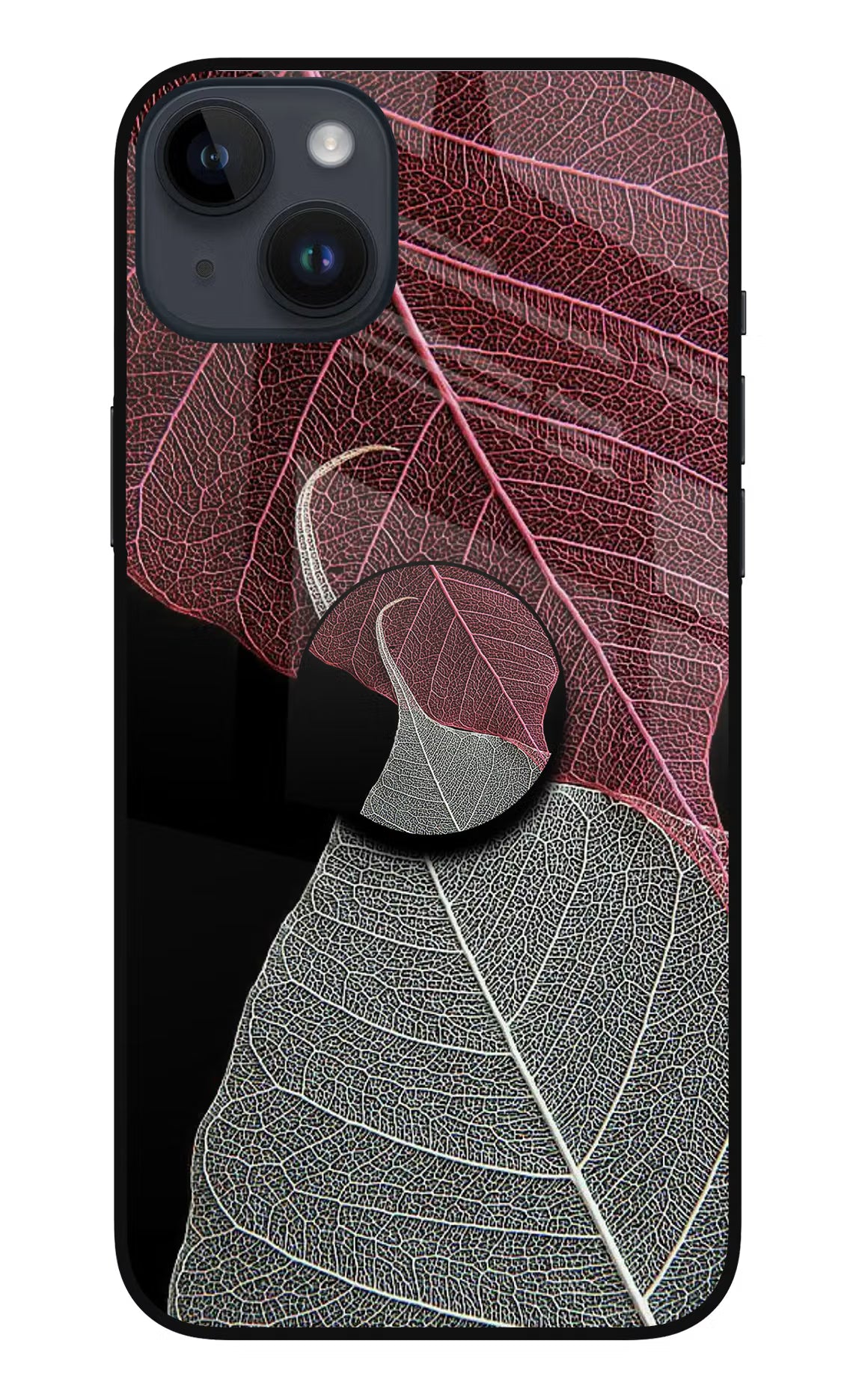 Leaf Pattern iPhone 14 Plus Glass Case - Leaf Pattern iPhone 14 Plus Glass Case Leaf Pattern iPhone 14 Plus Glass Case