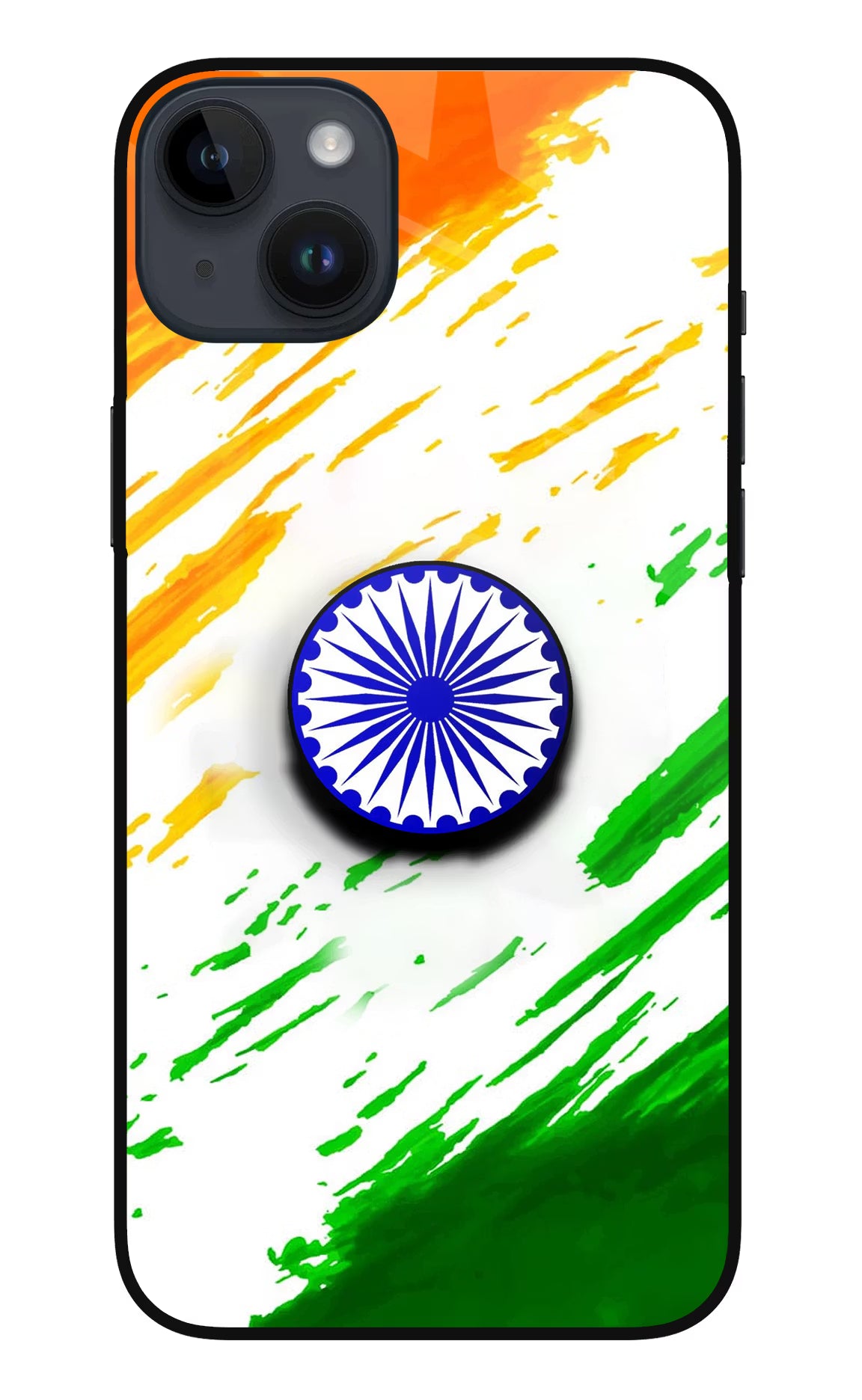 Indian Flag Ashoka Chakra iPhone 14 Plus Glass Case - Indian Flag Ashoka Chakra iPhone 14 Plus Glass Case Indian Flag Ashoka Chakra iPhone 14 Plus Glass Case