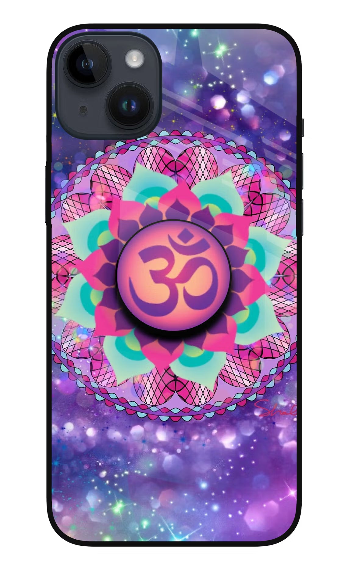 Om Purple iPhone 14 Plus Glass Case - Om Purple iPhone 14 Plus Glass Case Om Purple iPhone 14 Plus Glass Case