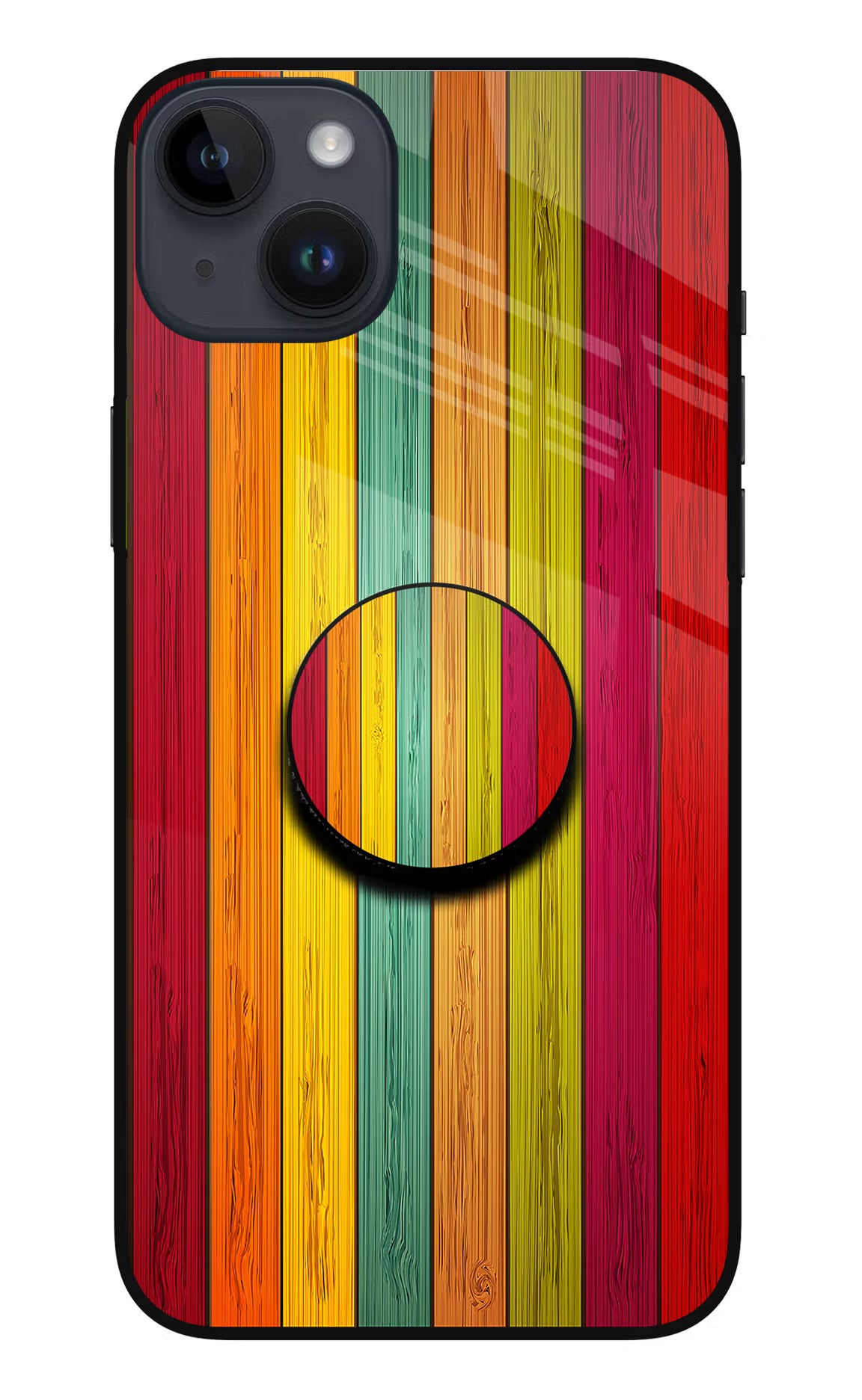 Multicolor Wooden iPhone 14 Plus Glass Case - Multicolor Wooden iPhone 14 Plus Glass Case Multicolor Wooden iPhone 14 Plus Glass Case