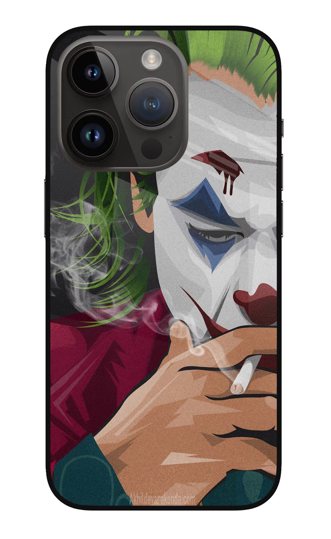 Joker Smoking iPhone 14 Pro Glass Case - Joker Smoking iPhone 14 Pro Glass Case Joker Smoking iPhone 14 Pro Glass Case