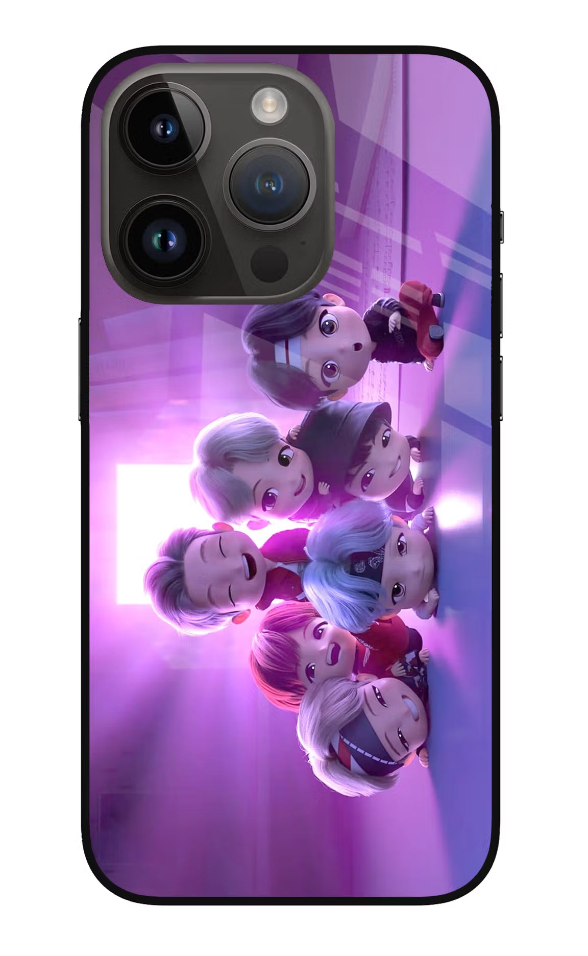 BTS Chibi iPhone 14 Pro Glass Case - BTS Chibi iPhone 14 Pro Glass Case BTS Chibi iPhone 14 Pro Glass Case