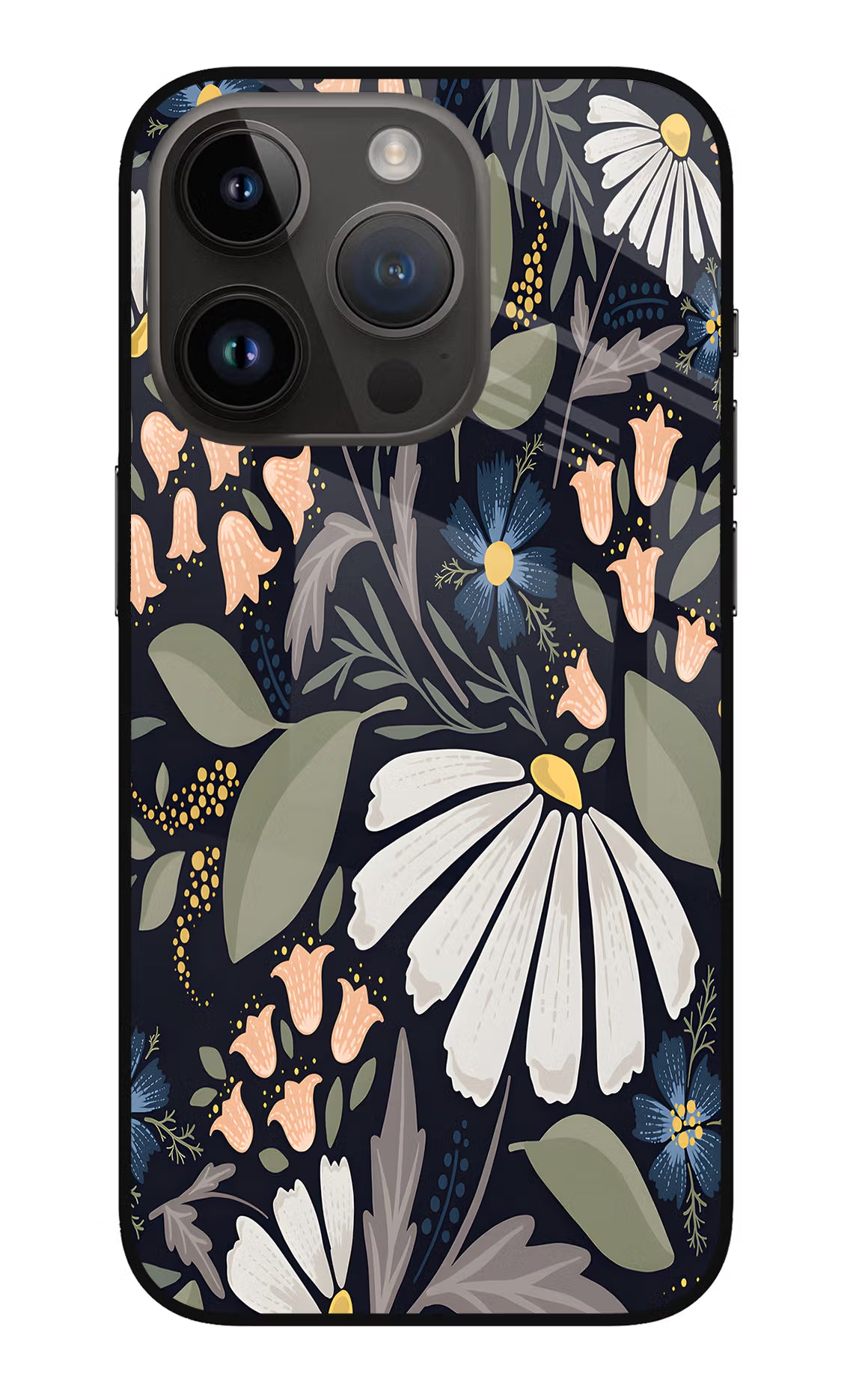 Flowers Art iPhone 14 Pro Glass Case - Flowers Art iPhone 14 Pro Glass Case Flowers Art iPhone 14 Pro Glass Case