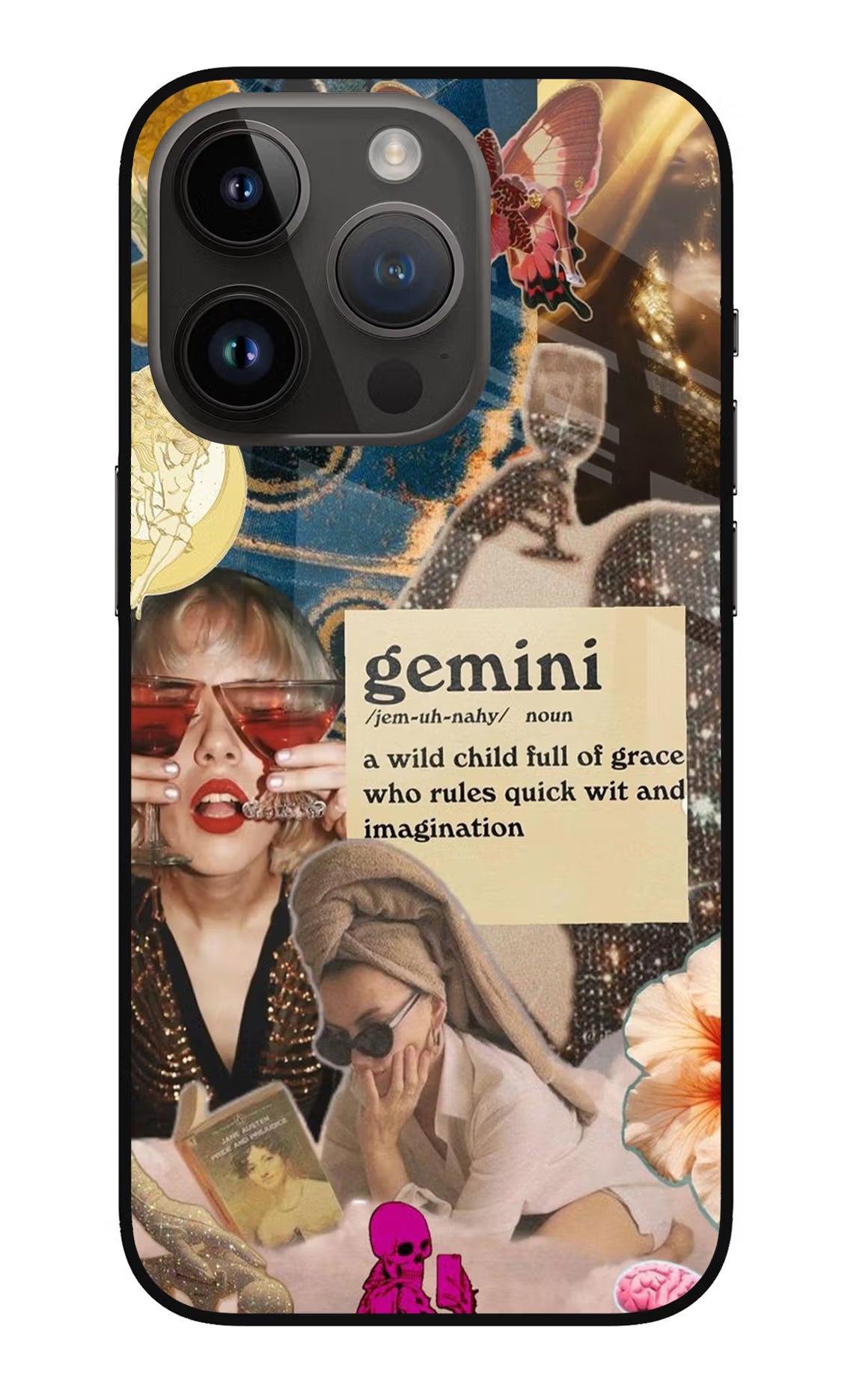 Gemini Zodiac iPhone 14 Pro Glass Case - Gemini Zodiac iPhone 14 Pro Glass Case Gemini Zodiac iPhone 14 Pro Glass Case