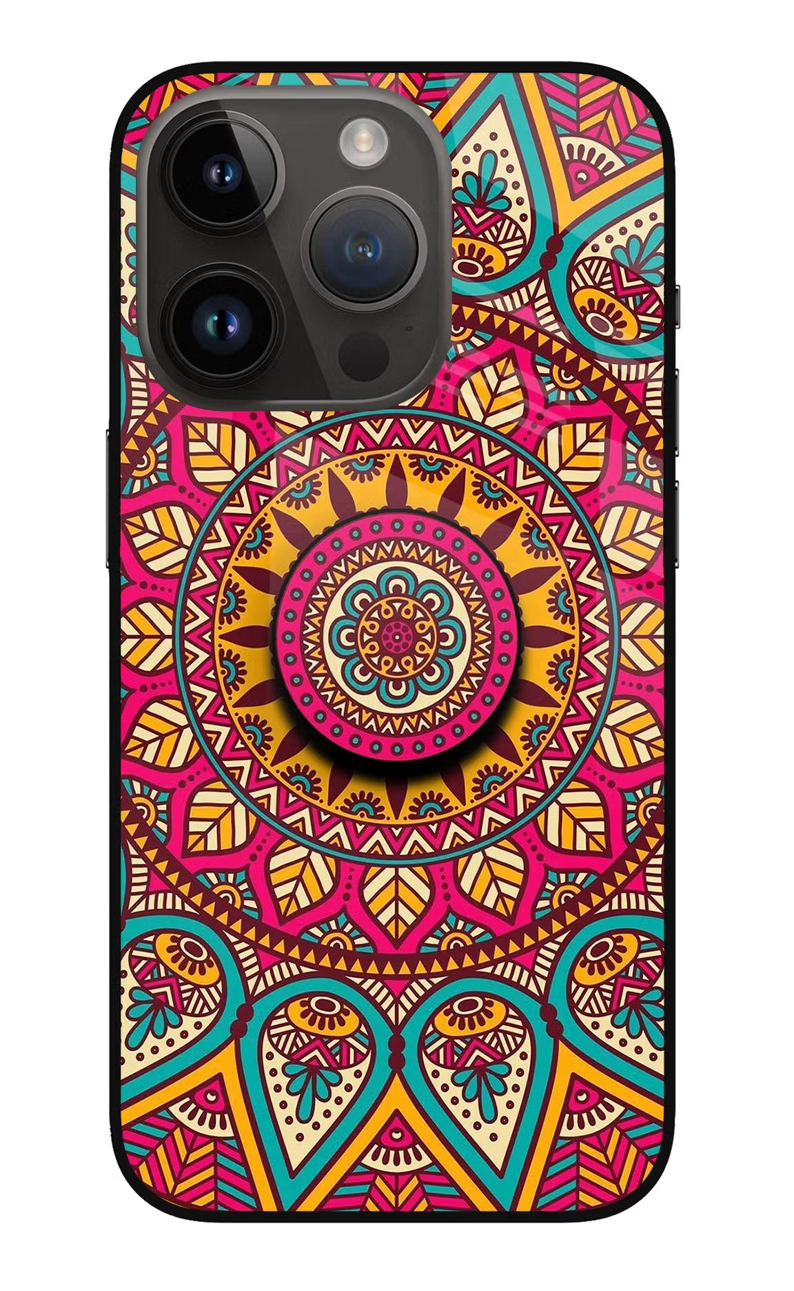 Mandala iPhone 14 Pro Glass Case - Mandala iPhone 14 Pro Glass Case Mandala iPhone 14 Pro Glass Case