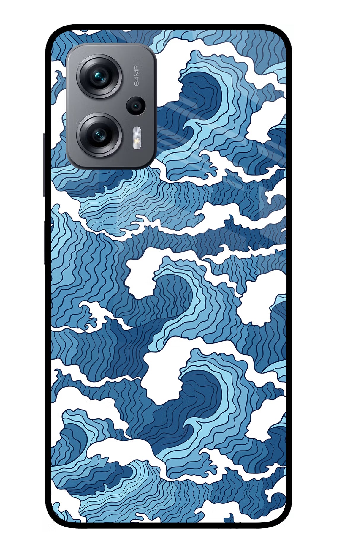 Blue Waves Redmi K50i Glass Case - Blue Waves Redmi K50i Glass Case Blue Waves Redmi K50i Glass Case