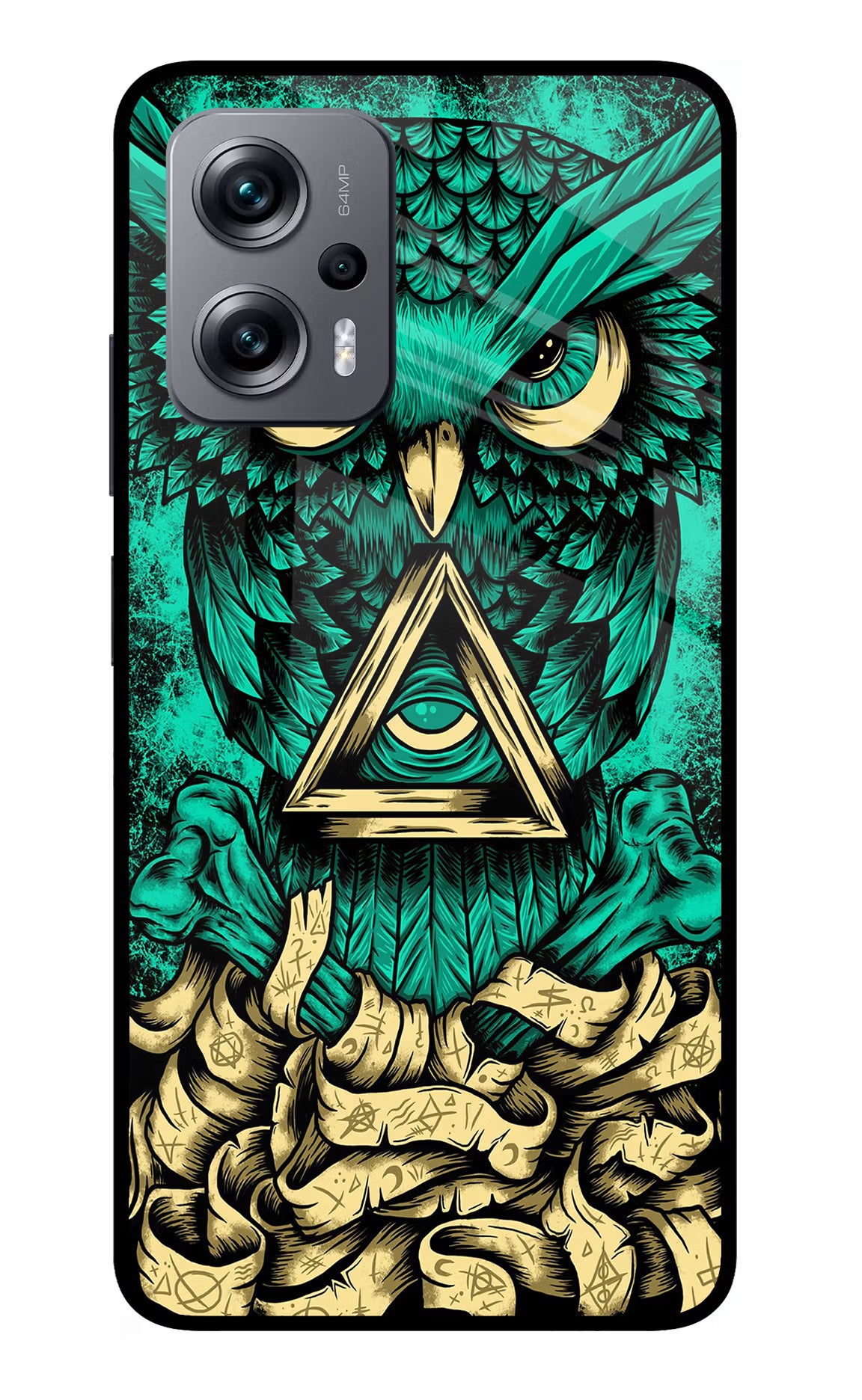 Green Owl Redmi K50i Glass Case - Green Owl Redmi K50i Glass Case Green Owl Redmi K50i Glass Case