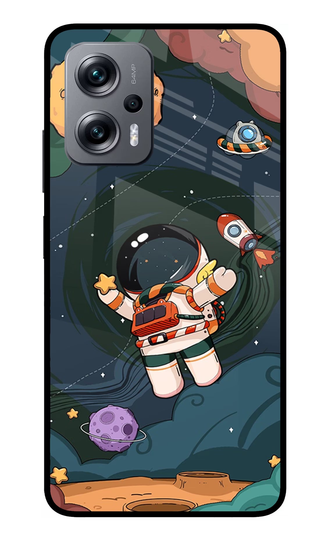 Cartoon Astronaut Redmi K50i Glass Case - Cartoon Astronaut Redmi K50i Glass Case Cartoon Astronaut Redmi K50i Glass Case