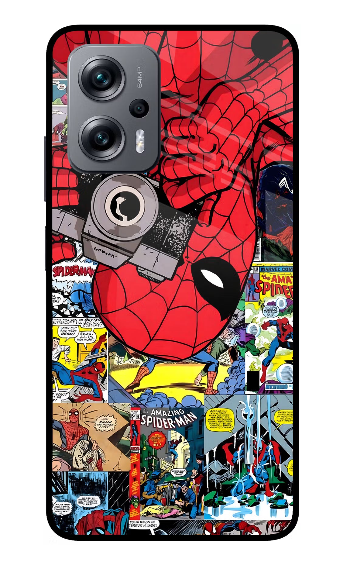 Spider Man Redmi K50i Glass Case - Spider Man Redmi K50i Glass Case Spider Man Redmi K50i Glass Case