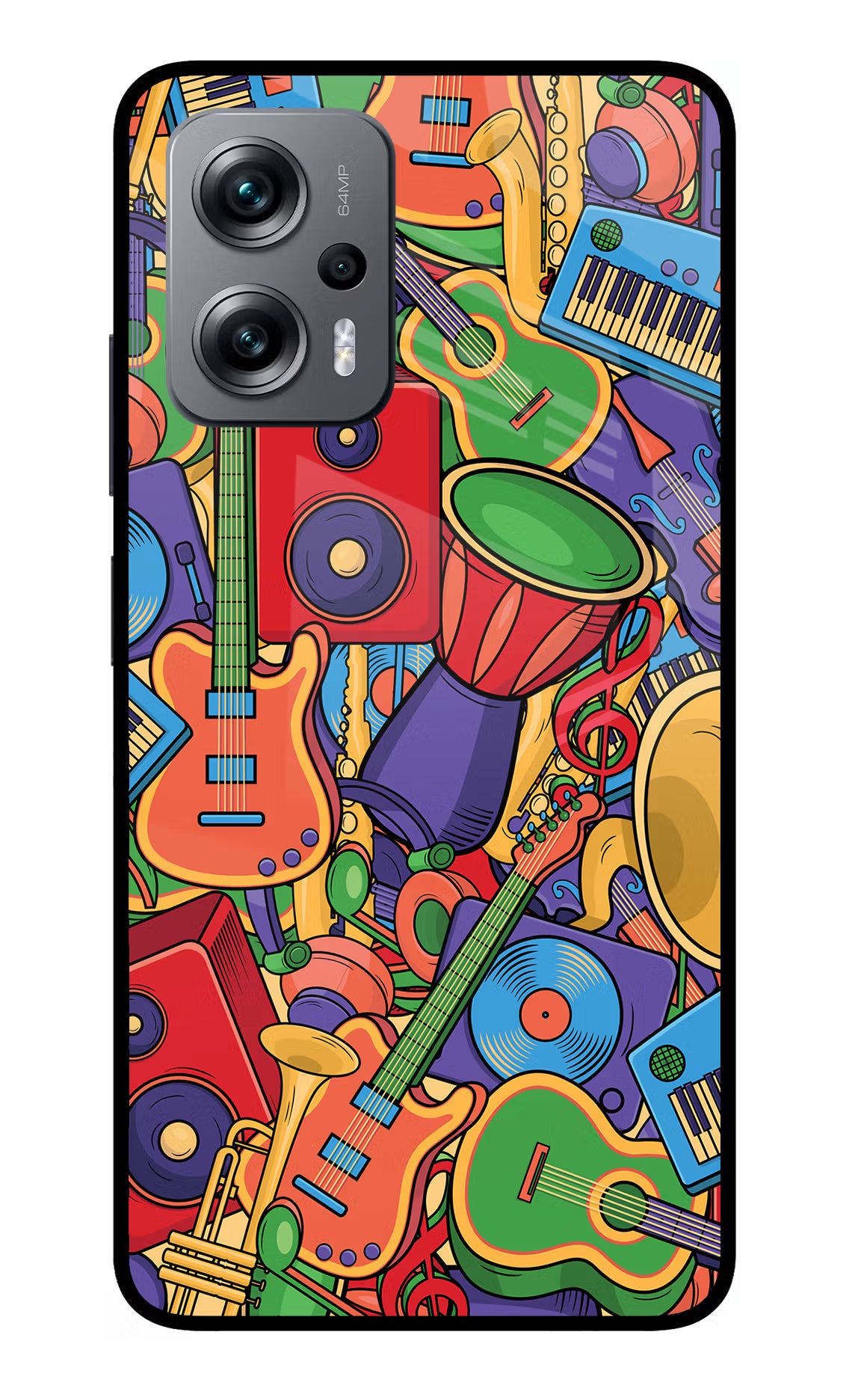 Music Instrument Doodle Redmi K50i Glass Case - Music Instrument Doodle Redmi K50i Glass Case Music Instrument Doodle Redmi K50i Glass Case