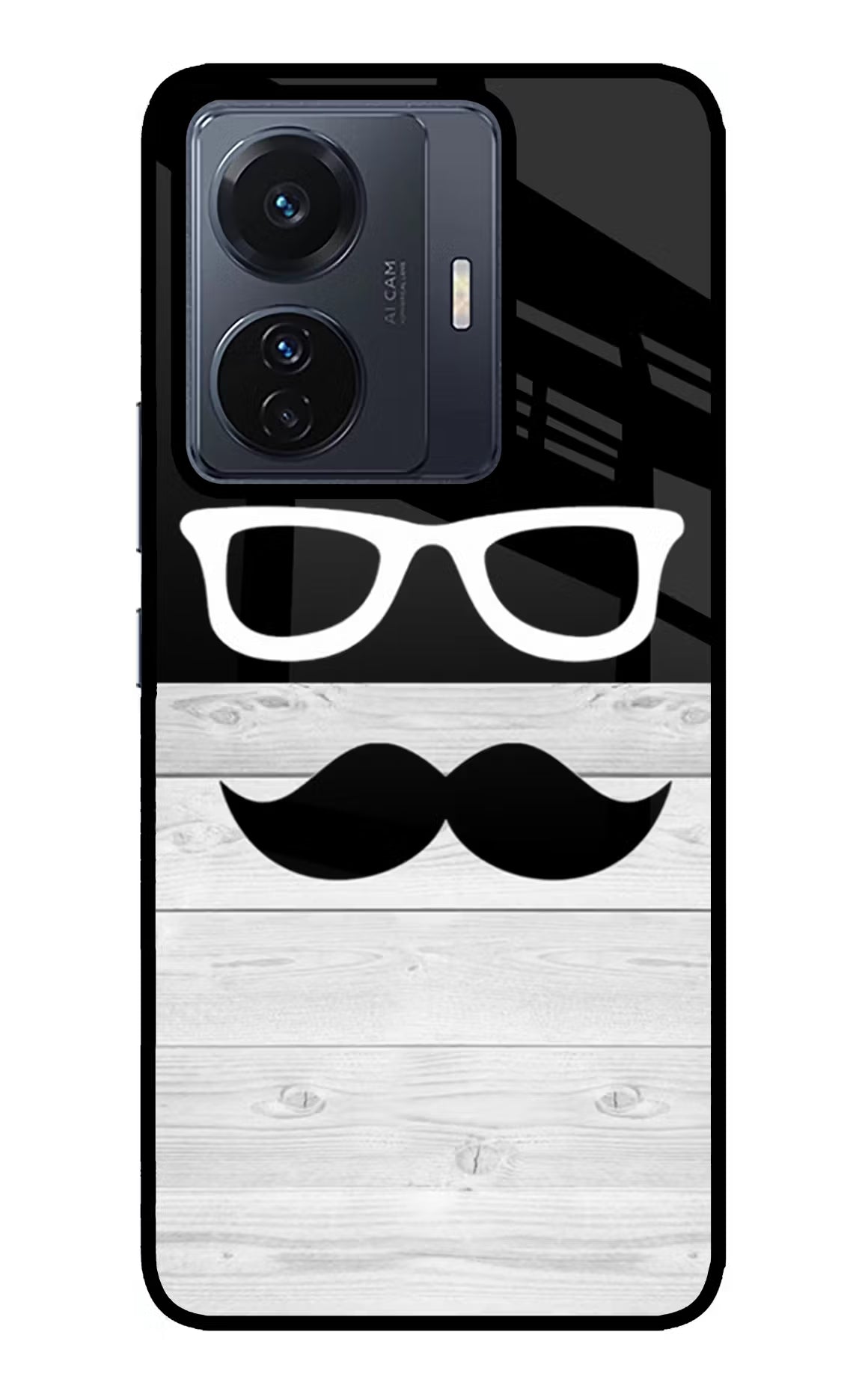 Mustache Vivo T1 Pro 5G Back Cover - Mustache Vivo T1 Pro 5G Glass Case Back Cover by Casekaro Mustache Vivo T1 Pro 5G Glass Case Back Cover by Casekaro
