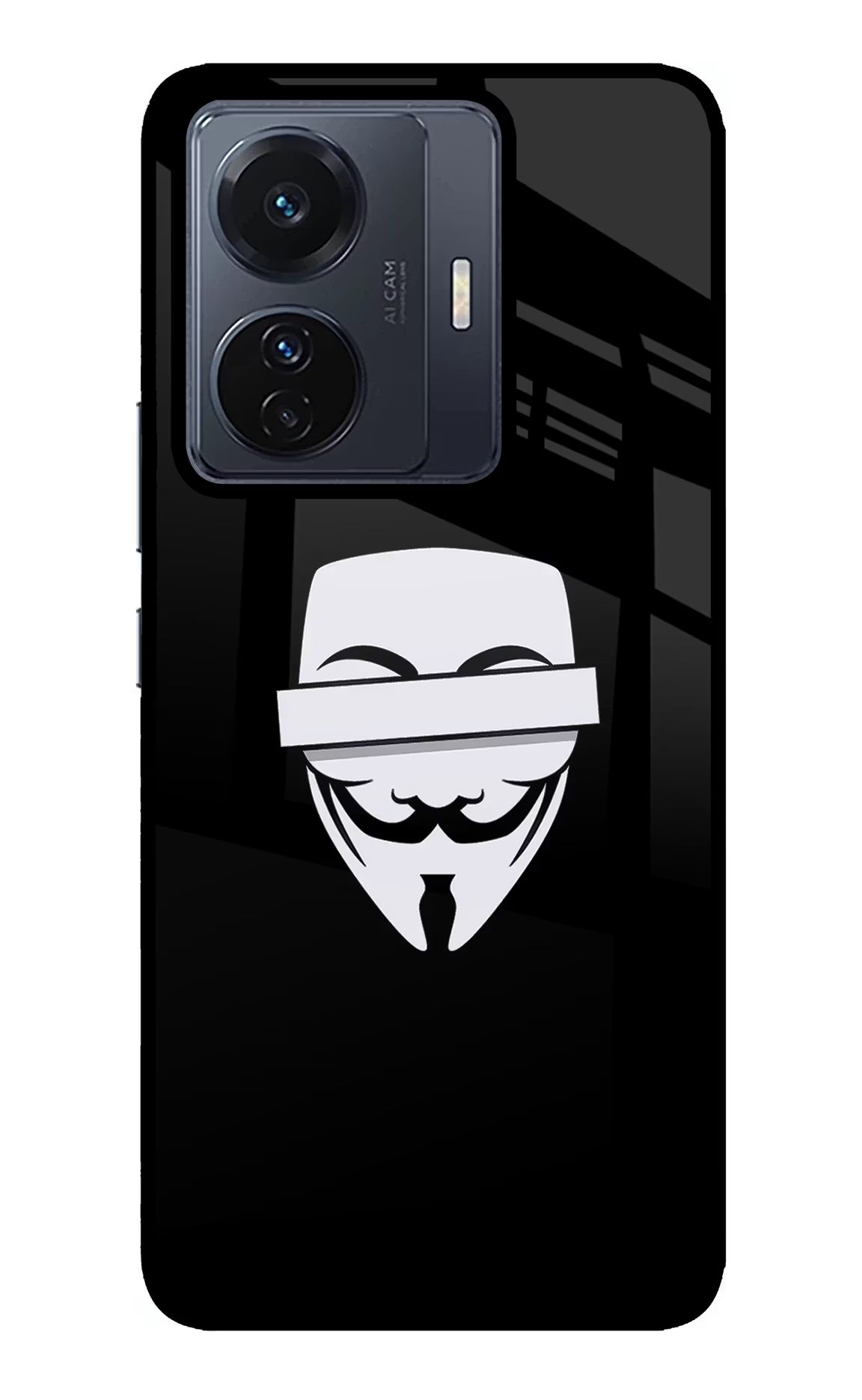 Anonymous Face Vivo T1 Pro 5G Back Cover - Anonymous Face Vivo T1 Pro 5G Glass Case Back Cover by Casekaro Anonymous Face Vivo T1 Pro 5G Glass Case Back Cover by Casekaro