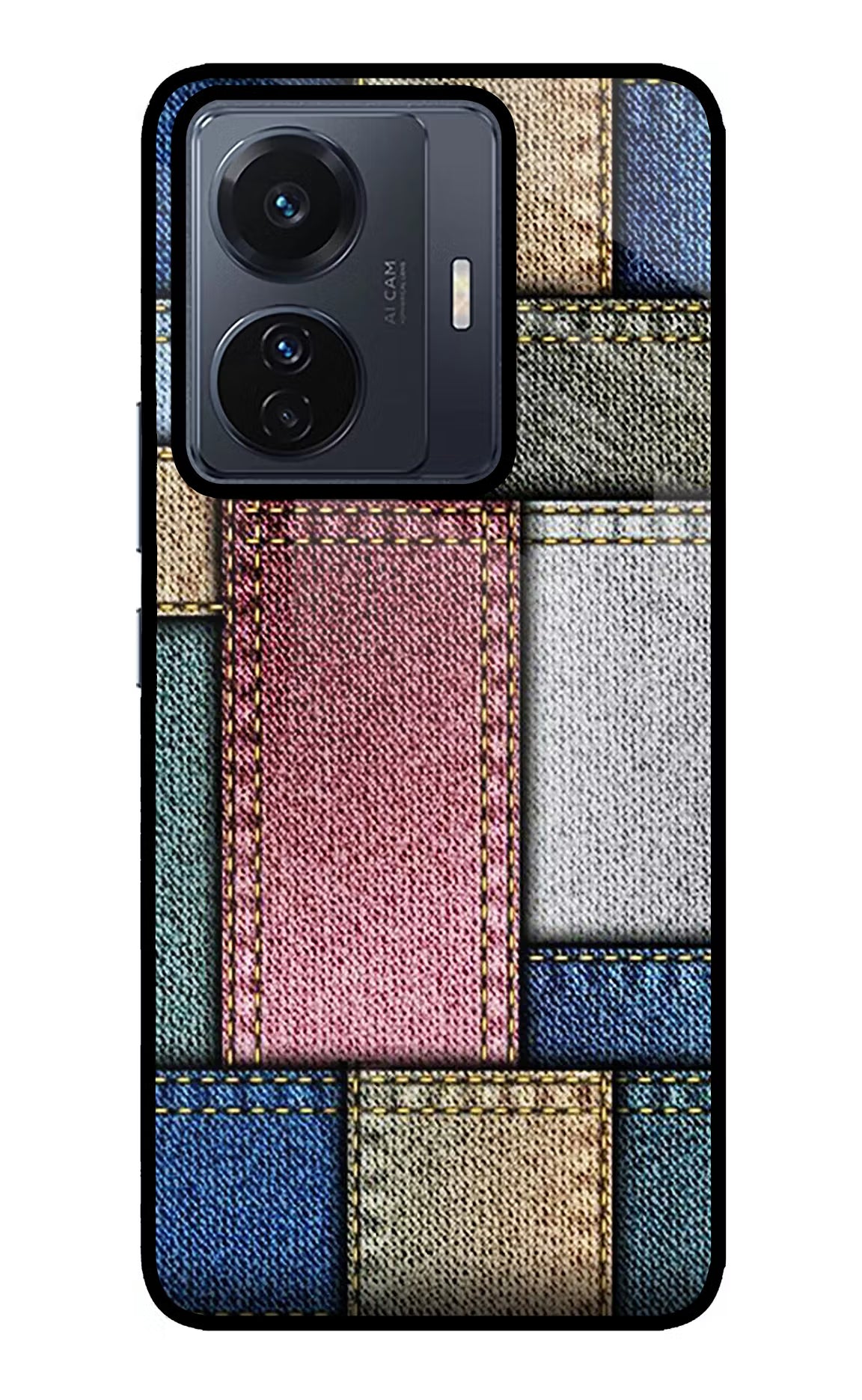 Multicolor Jeans Vivo T1 Pro 5G Glass Case - Multicolor Jeans Vivo T1 Pro 5G Glass Case Multicolor Jeans Vivo T1 Pro 5G Glass Case