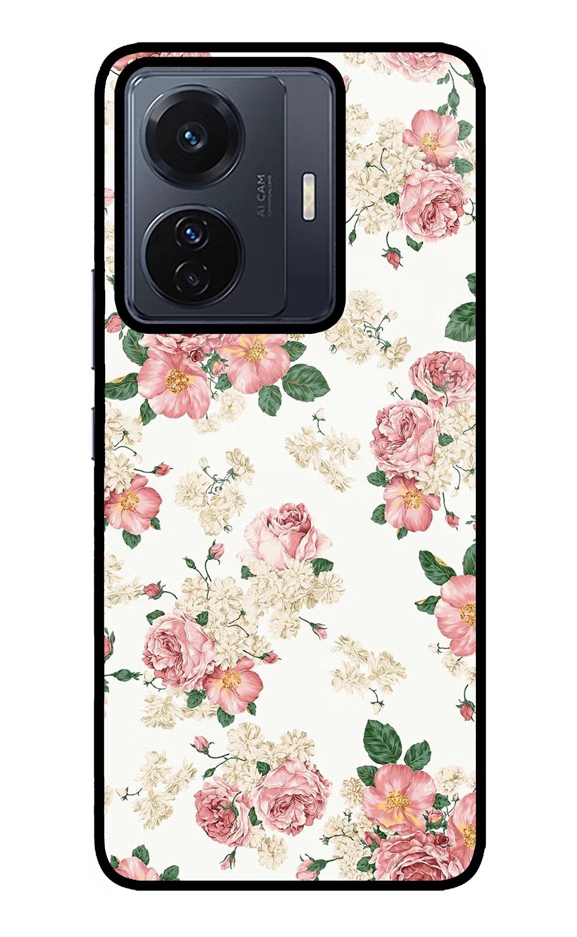 Flowers Vivo T1 Pro 5G Back Cover - Flowers Vivo T1 Pro 5G Glass Case Back Cover by Casekaro Flowers Vivo T1 Pro 5G Glass Case Back Cover by Casekaro