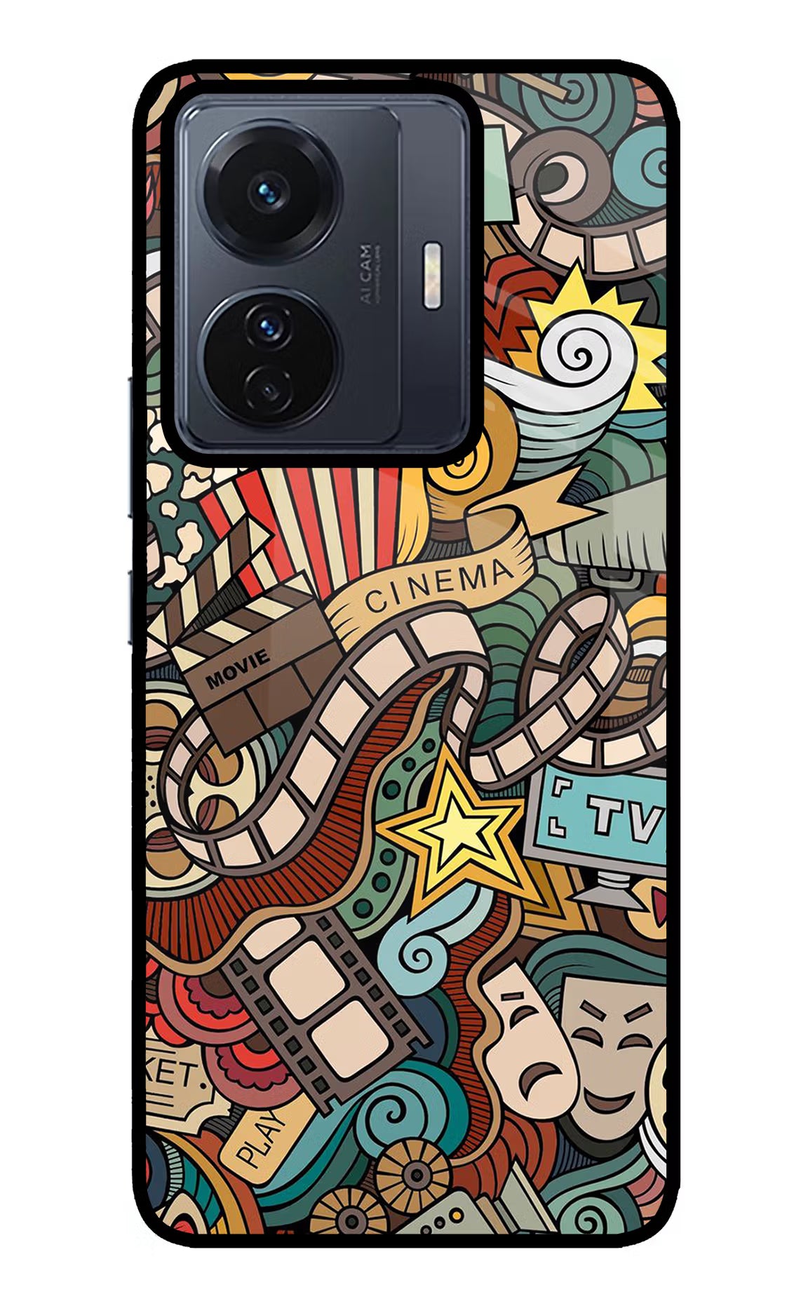 Cinema Abstract Vivo T1 Pro 5G Back Cover - Cinema Abstract Vivo T1 Pro 5G Glass Case Back Cover by Casekaro Cinema Abstract Vivo T1 Pro 5G Glass Case Back Cover by Casekaro