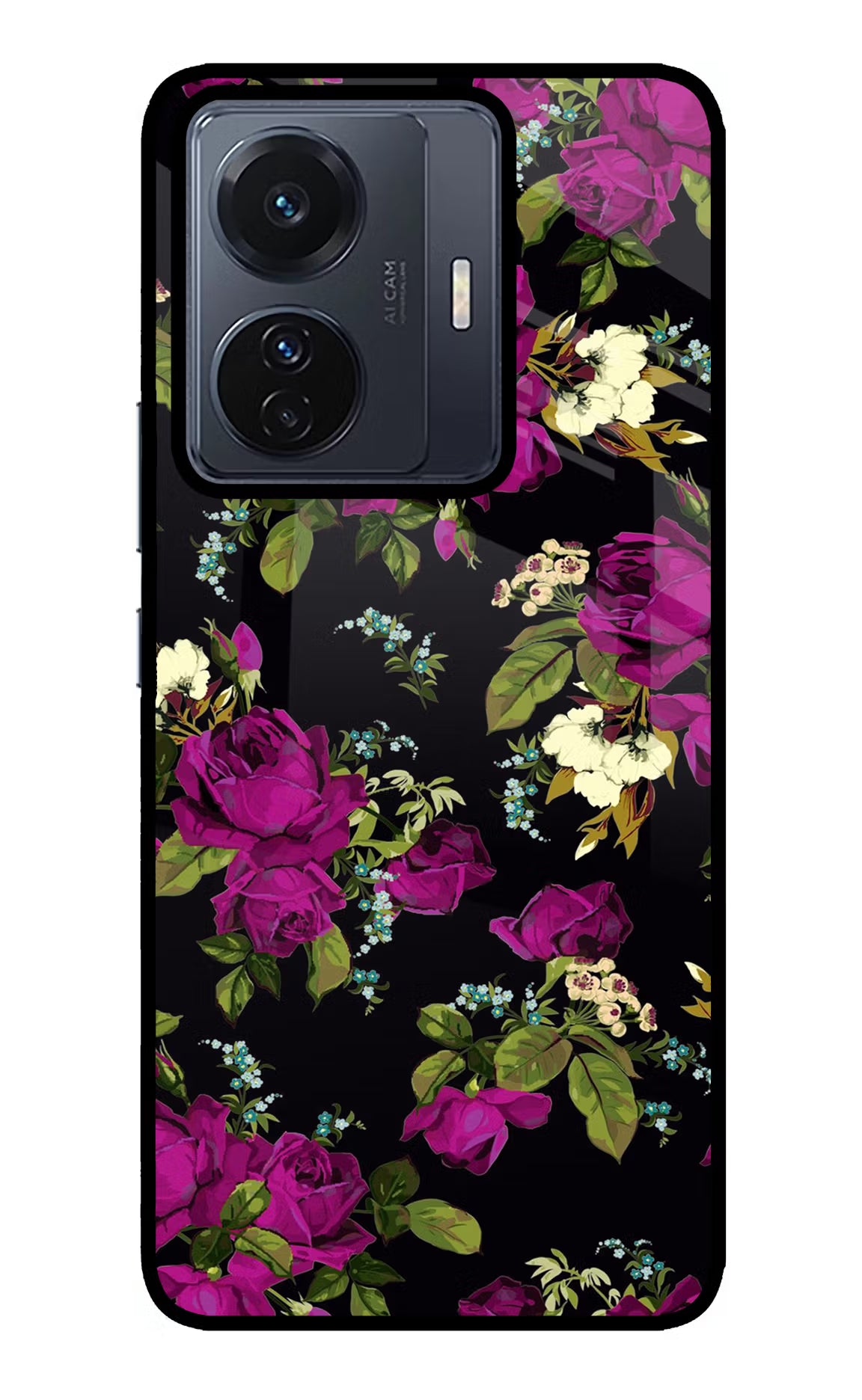 Flowers Vivo T1 Pro 5G Back Cover - Flowers Vivo T1 Pro 5G Glass Case Back Cover by Casekaro Flowers Vivo T1 Pro 5G Glass Case Back Cover by Casekaro