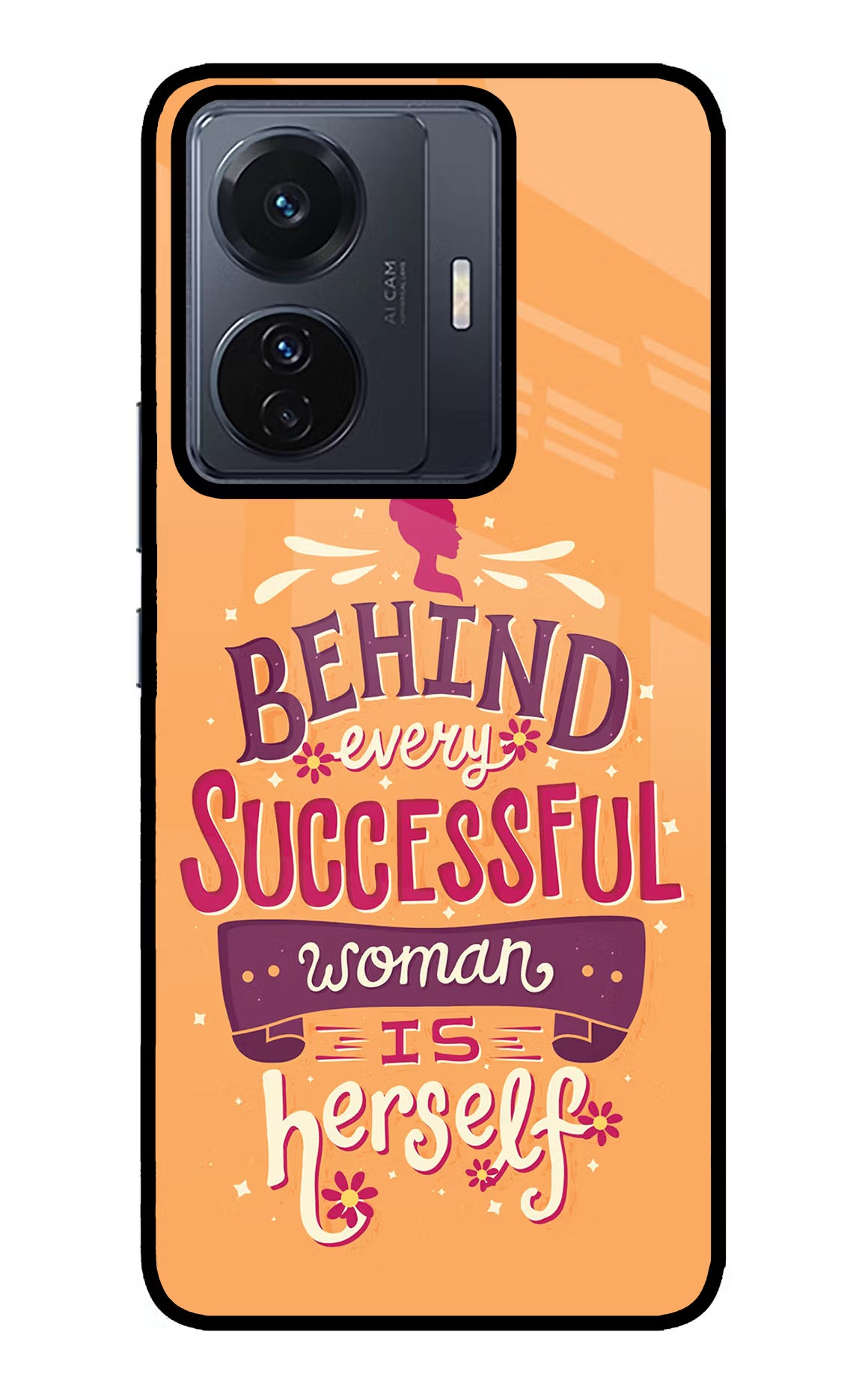 Behind Every Successful Woman There Is Herself Vivo T1 Pro 5G Back Cover - Behind Every Successful Woman There Is Herself Vivo T1 Pro 5G Glass Case Back Cover by Casekaro Behind Every Successful Woman There Is Herself Vivo T1 Pro 5G Glass Case Back Cover by Casekaro