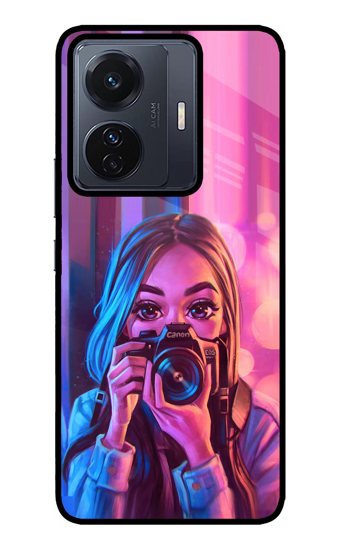 Girl Photographer Vivo T1 Pro 5G Glass Case - Girl Photographer Vivo T1 Pro 5G Glass Case Girl Photographer Vivo T1 Pro 5G Glass Case