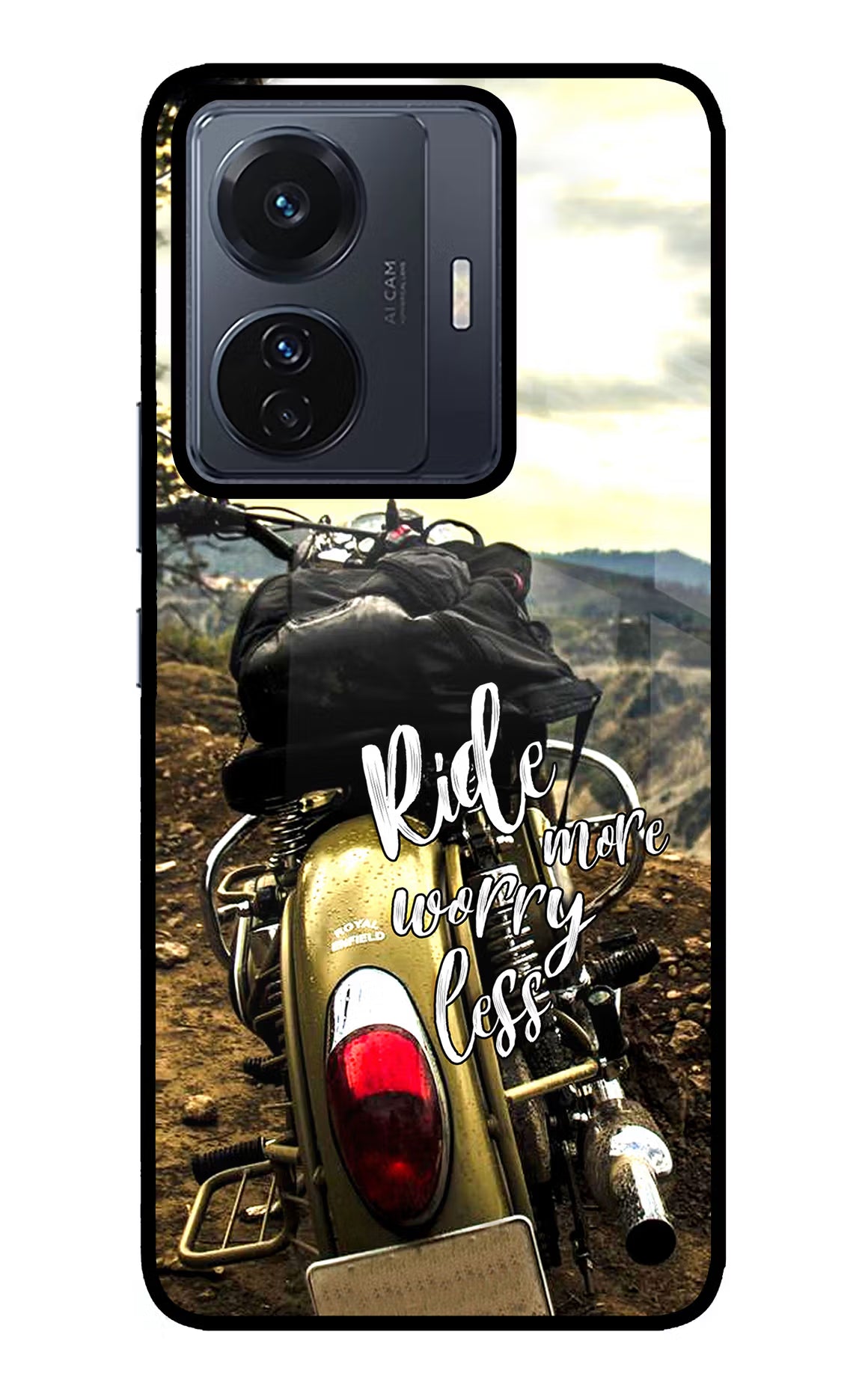 Ride More Worry Less Vivo T1 Pro 5G Back Cover - Ride More Worry Less Vivo T1 Pro 5G Glass Case Back Cover by Casekaro Ride More Worry Less Vivo T1 Pro 5G Glass Case Back Cover by Casekaro