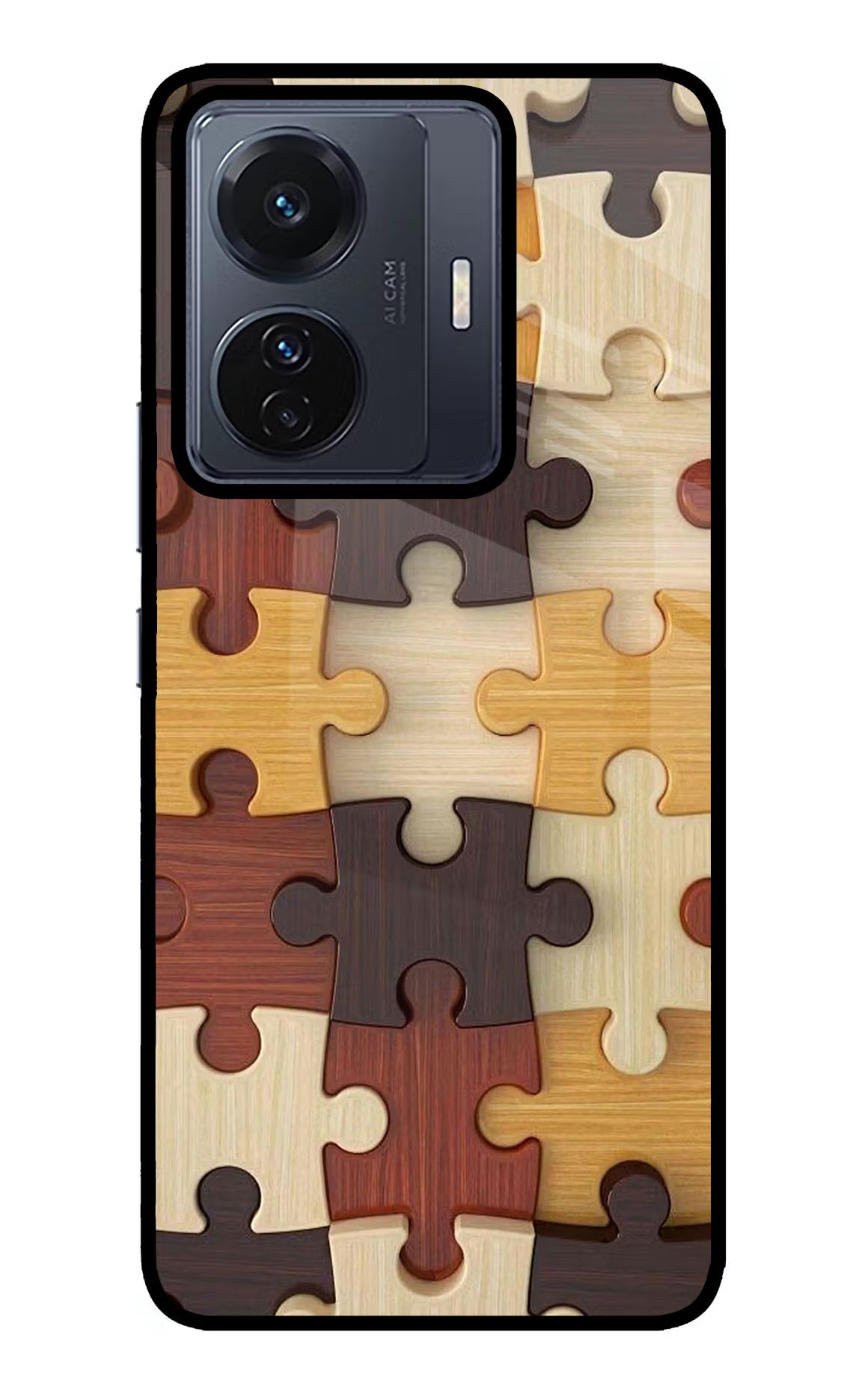 Wooden Puzzle Vivo T1 Pro 5G Glass Case - Wooden Puzzle Vivo T1 Pro 5G Glass Case Wooden Puzzle Vivo T1 Pro 5G Glass Case
