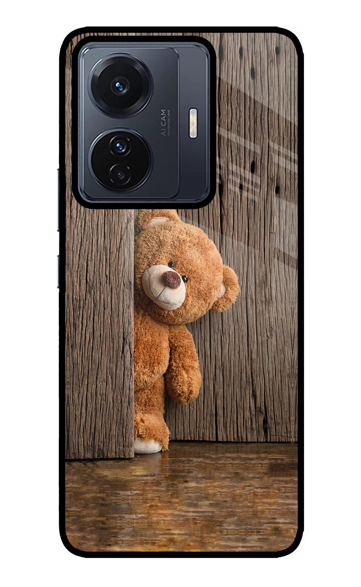 Teddy Wooden Vivo T1 Pro 5G Glass Case - Teddy Wooden Vivo T1 Pro 5G Glass Case Teddy Wooden Vivo T1 Pro 5G Glass Case