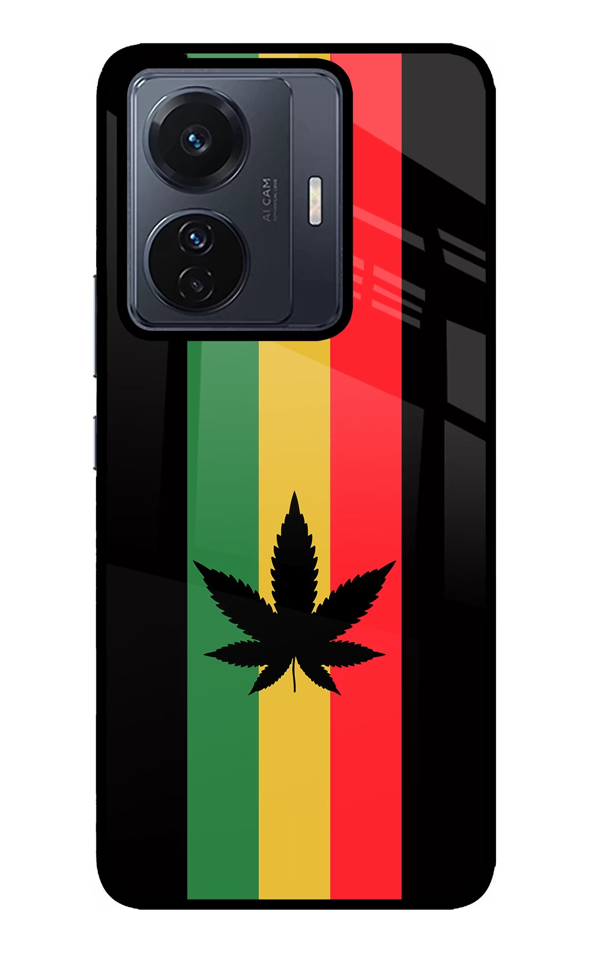 Weed Flag Vivo T1 Pro 5G Back Cover - Weed Flag Vivo T1 Pro 5G Glass Case Back Cover by Casekaro Weed Flag Vivo T1 Pro 5G Glass Case Back Cover by Casekaro