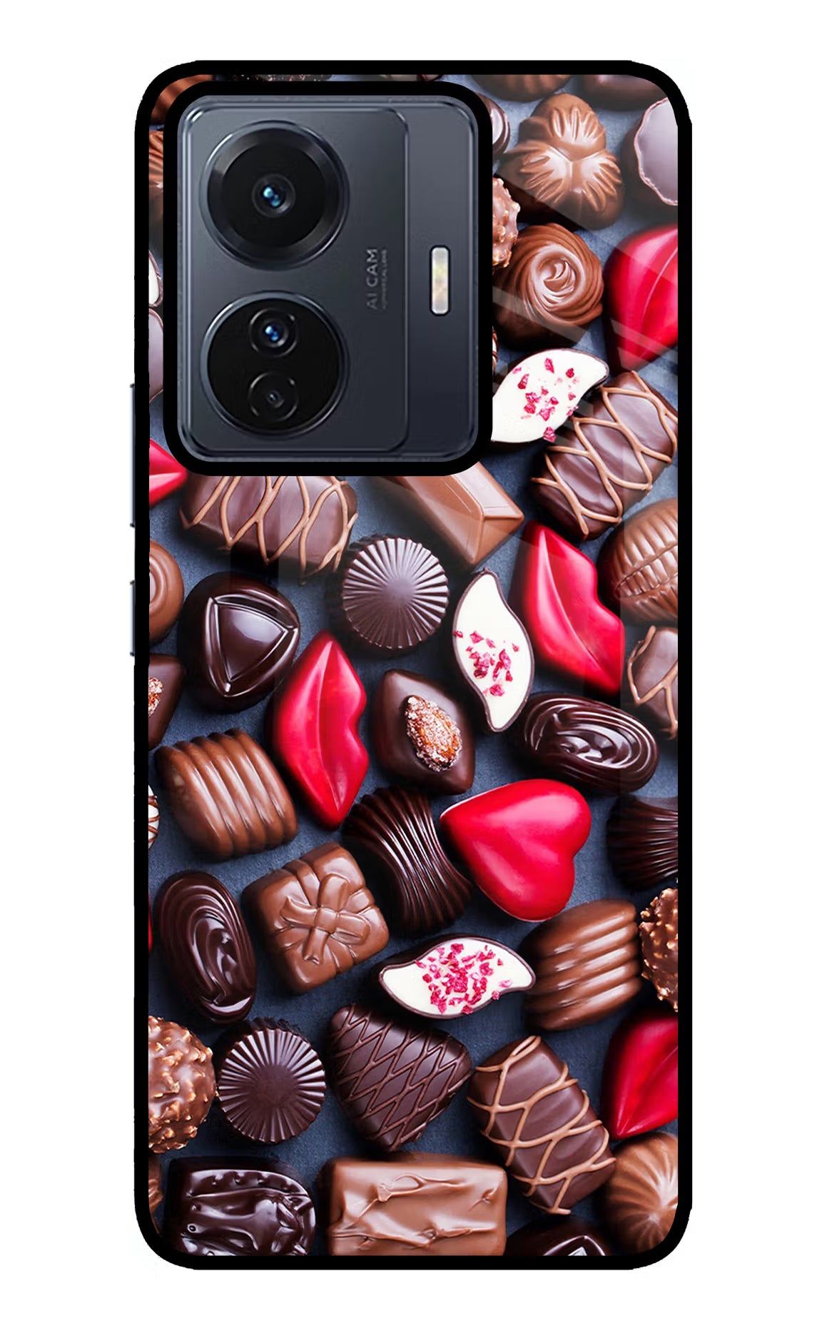 Chocolates Vivo T1 Pro 5G Back Cover - Chocolates Vivo T1 Pro 5G Glass Case Back Cover by Casekaro Chocolates Vivo T1 Pro 5G Glass Case Back Cover by Casekaro