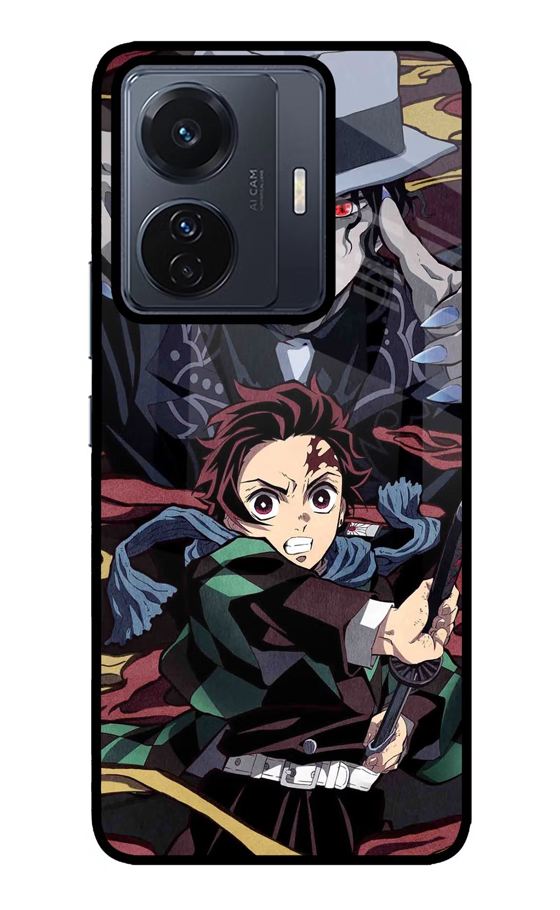 Demon Slayer Vivo T1 Pro 5G Back Cover - Demon Slayer Vivo T1 Pro 5G Glass Case Back Cover by Casekaro Demon Slayer Vivo T1 Pro 5G Glass Case Back Cover by Casekaro
